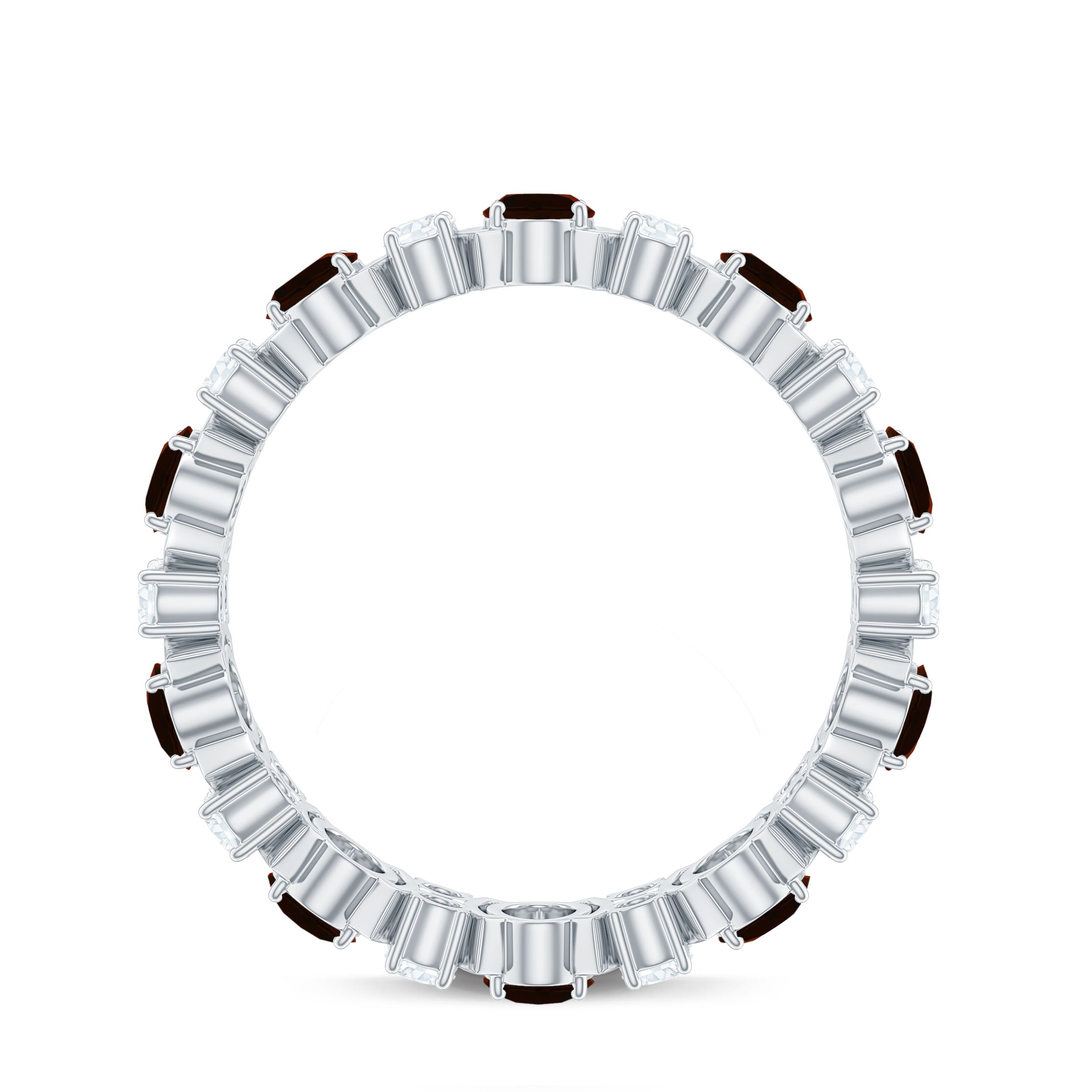 Rosec Jewels-Natural Garnet Diamond Eternity Wedding Band Ring