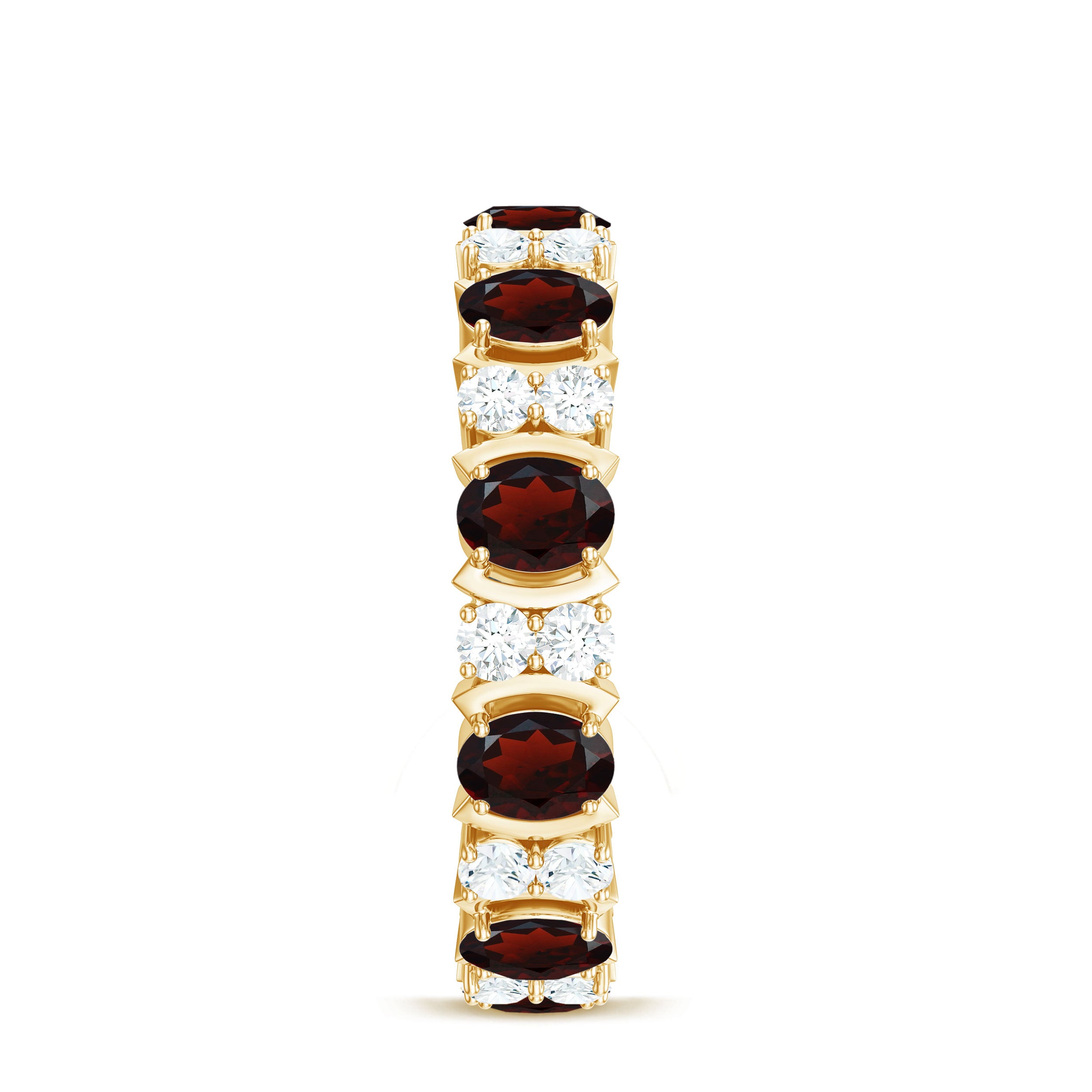 Rosec Jewels-Natural Garnet Diamond Eternity Wedding Band Ring
