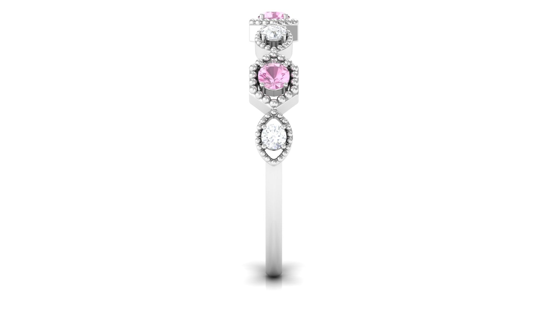 Pink Tourmaline and Diamond Eternity Wedding Band AAA - Rosec Jewels