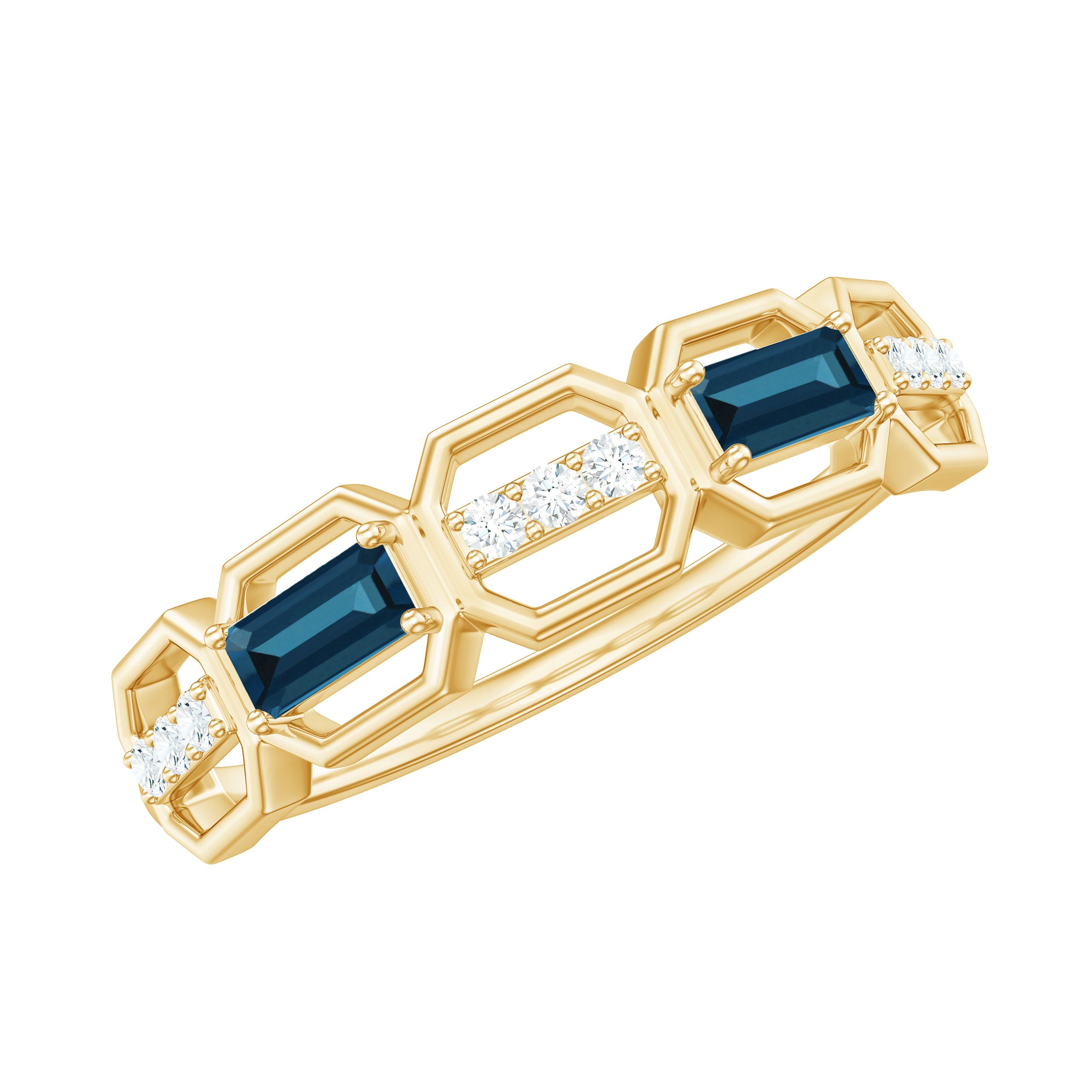 Natural London Blue Topaz Designer Eternity Band with Diamond AAA - Rosec Jewels