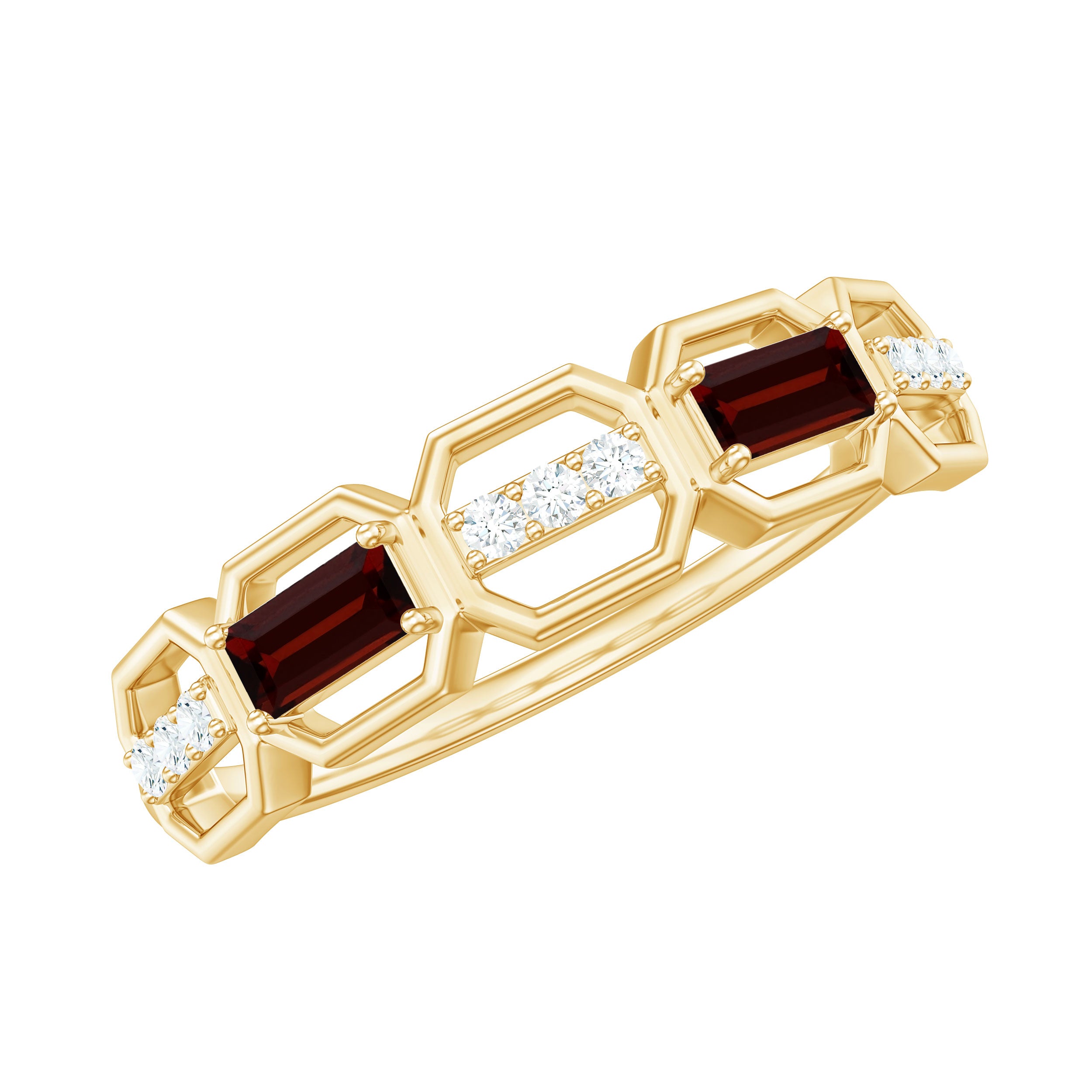 Rosec Jewels-Genuine Baguette Garnet Diamond Wedding Band Ring
