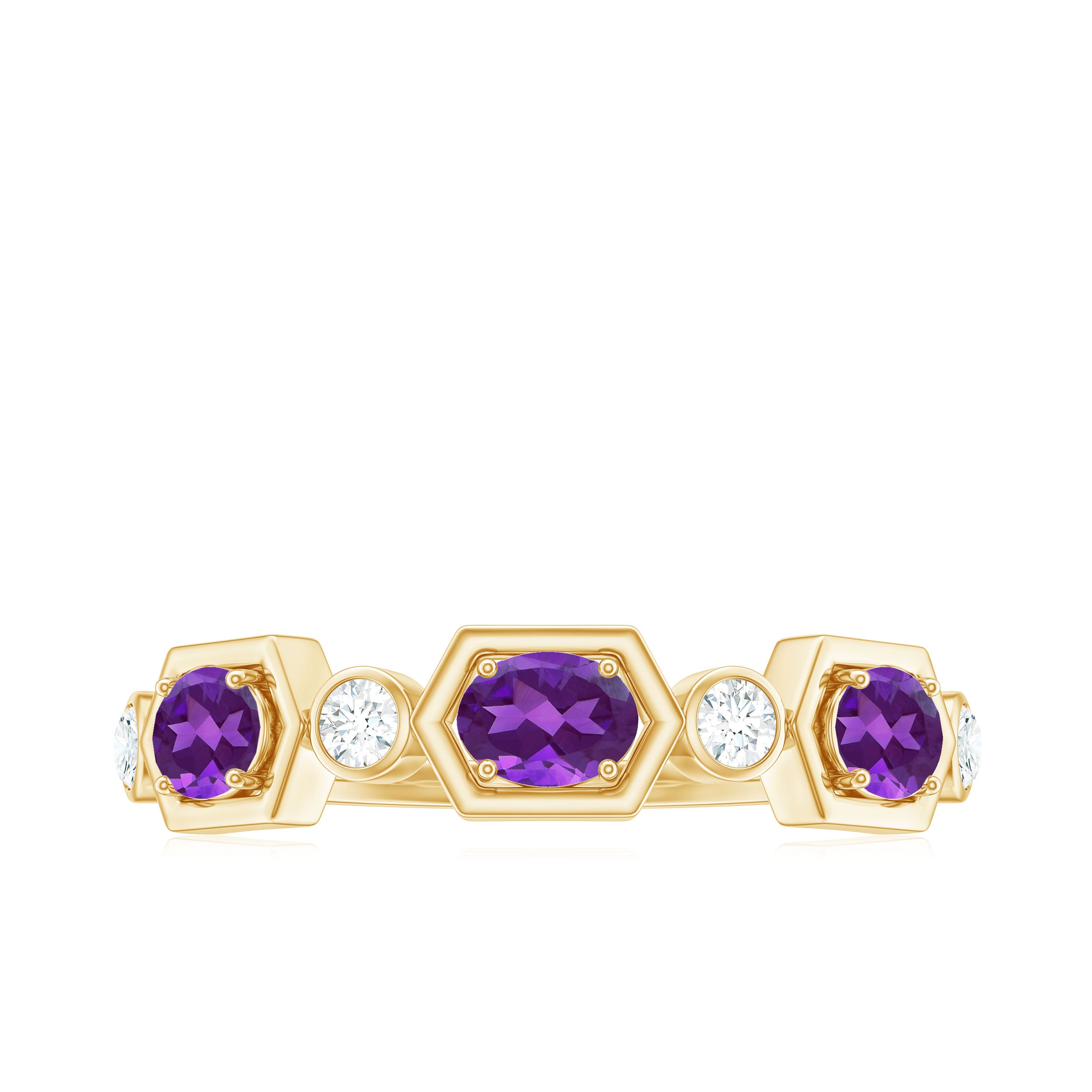 Rosec Jewels-East West Style Amethyst Half Eternity Ring with Diamond