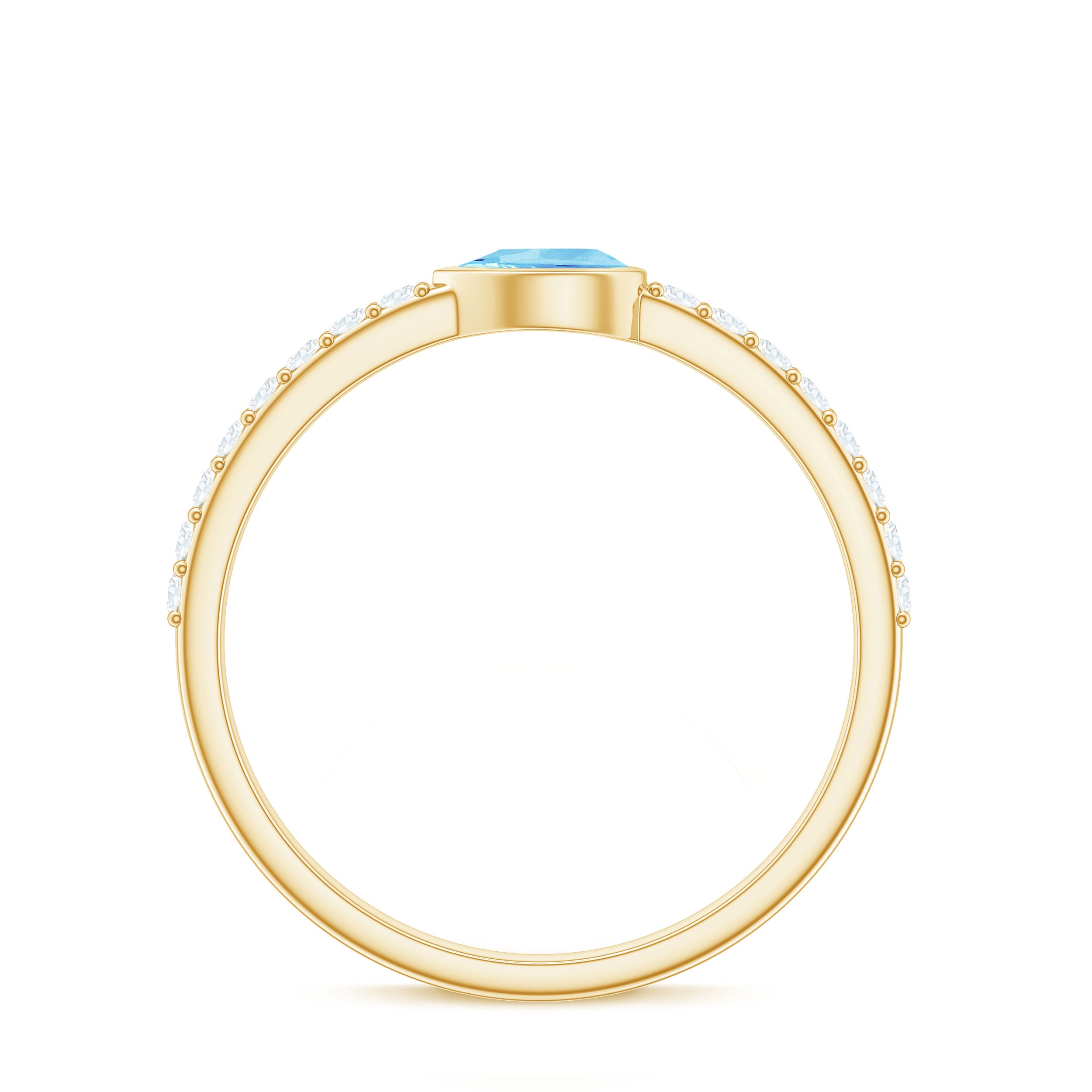 Pear Cut Aquamarine Promise Ring with Diamond AAA - Rosec Jewels