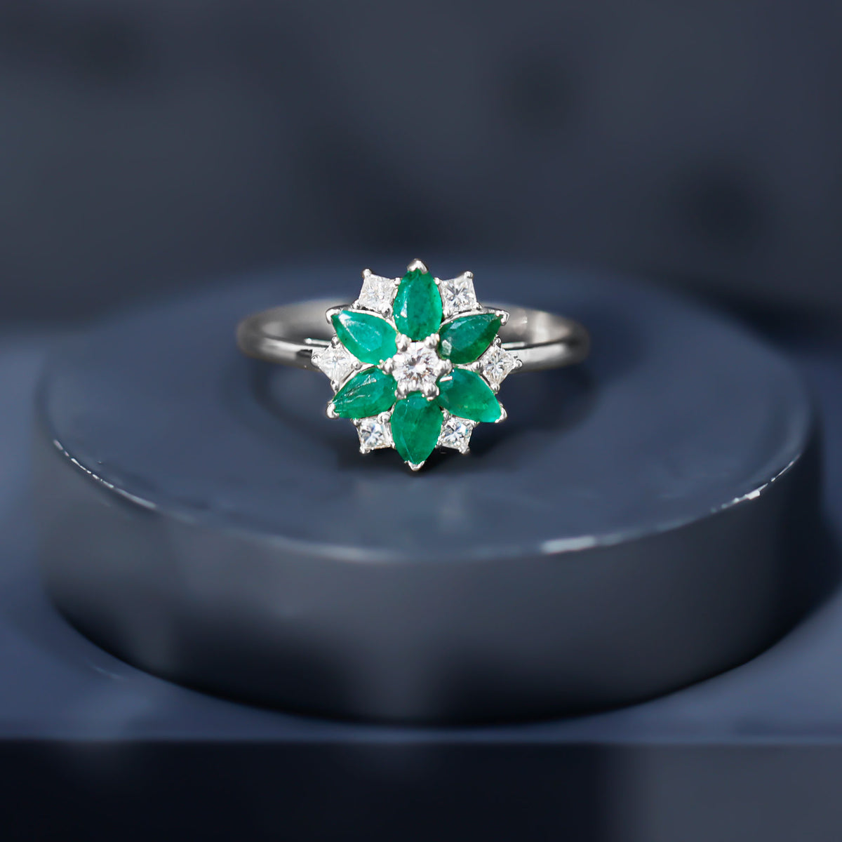 Genuine Emerald and Diamond Nature Inspired Statement Ring AAA - Rosec Jewels