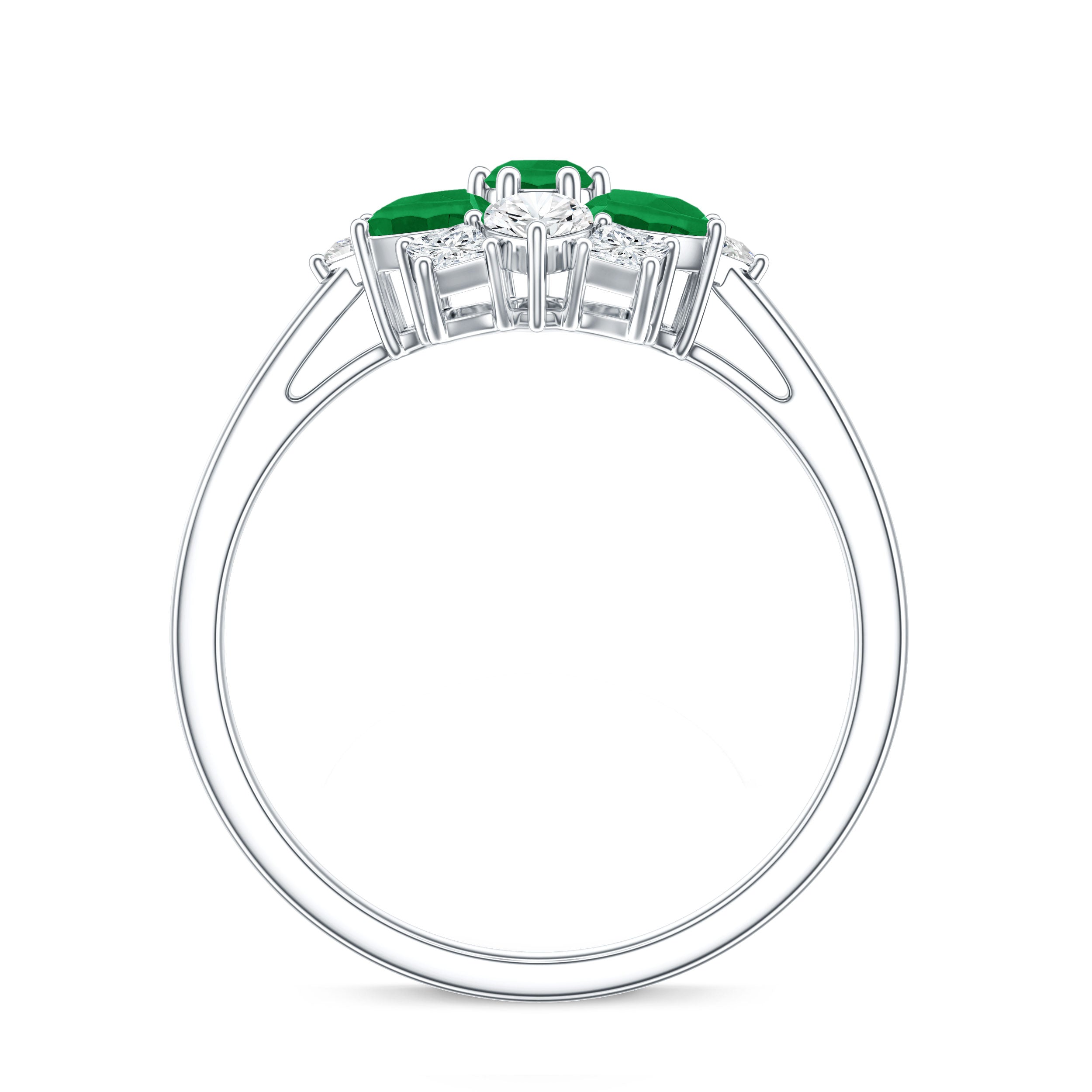 Genuine Emerald and Diamond Nature Inspired Statement Ring AAA - Rosec Jewels