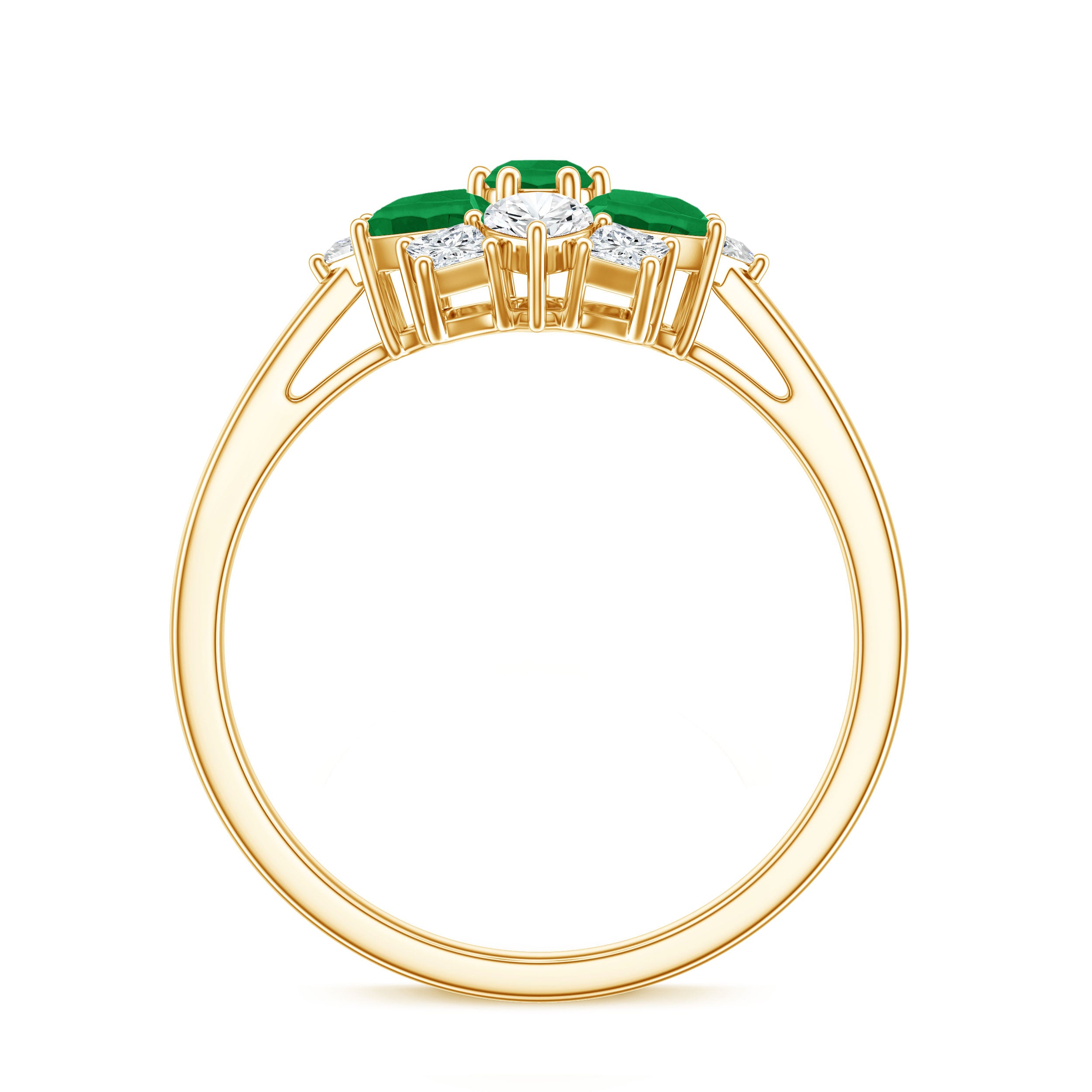 Genuine Emerald and Diamond Nature Inspired Statement Ring AAA - Rosec Jewels