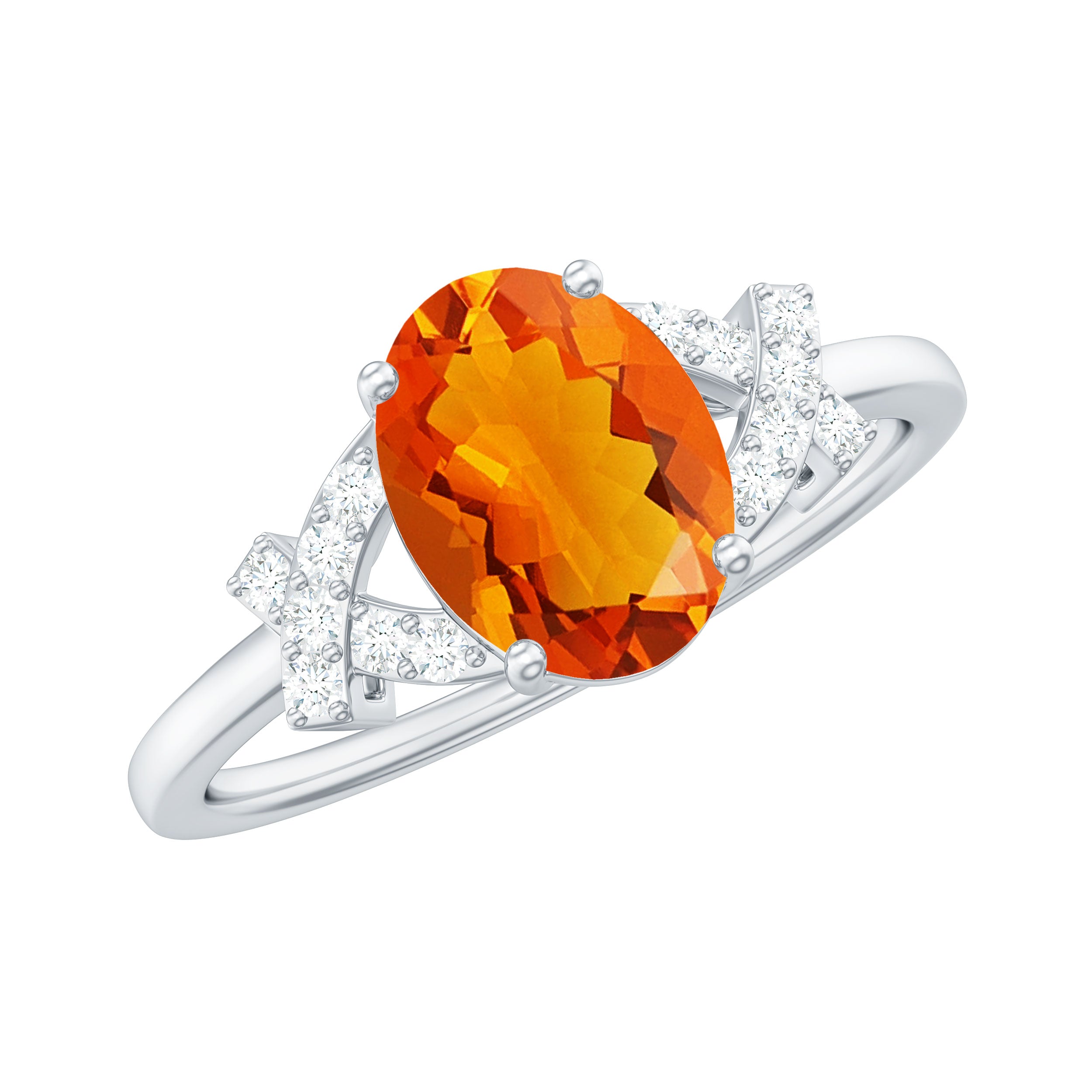 1 Carat Oval Fire Opal and Diamond Engagement Ring with Split Shank