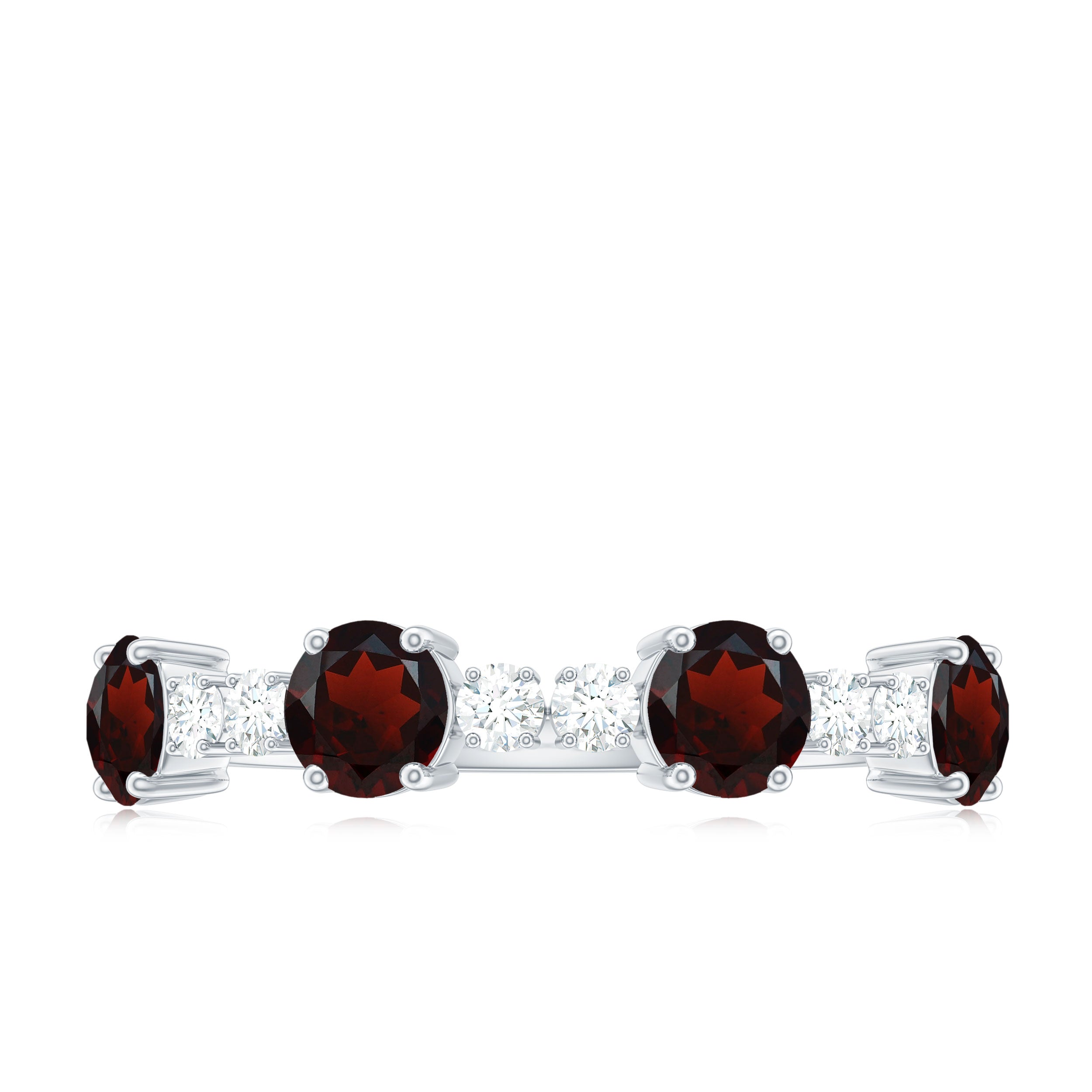 Rosec Jewels-Genuine Garnet Half Eternity Ring with Diamond