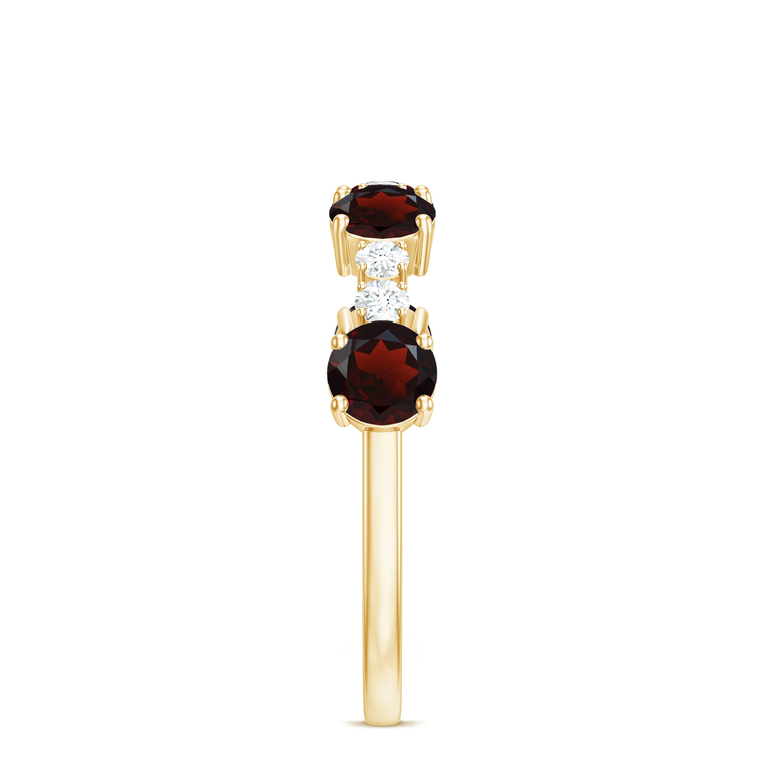 Rosec Jewels-Genuine Garnet Half Eternity Ring with Diamond