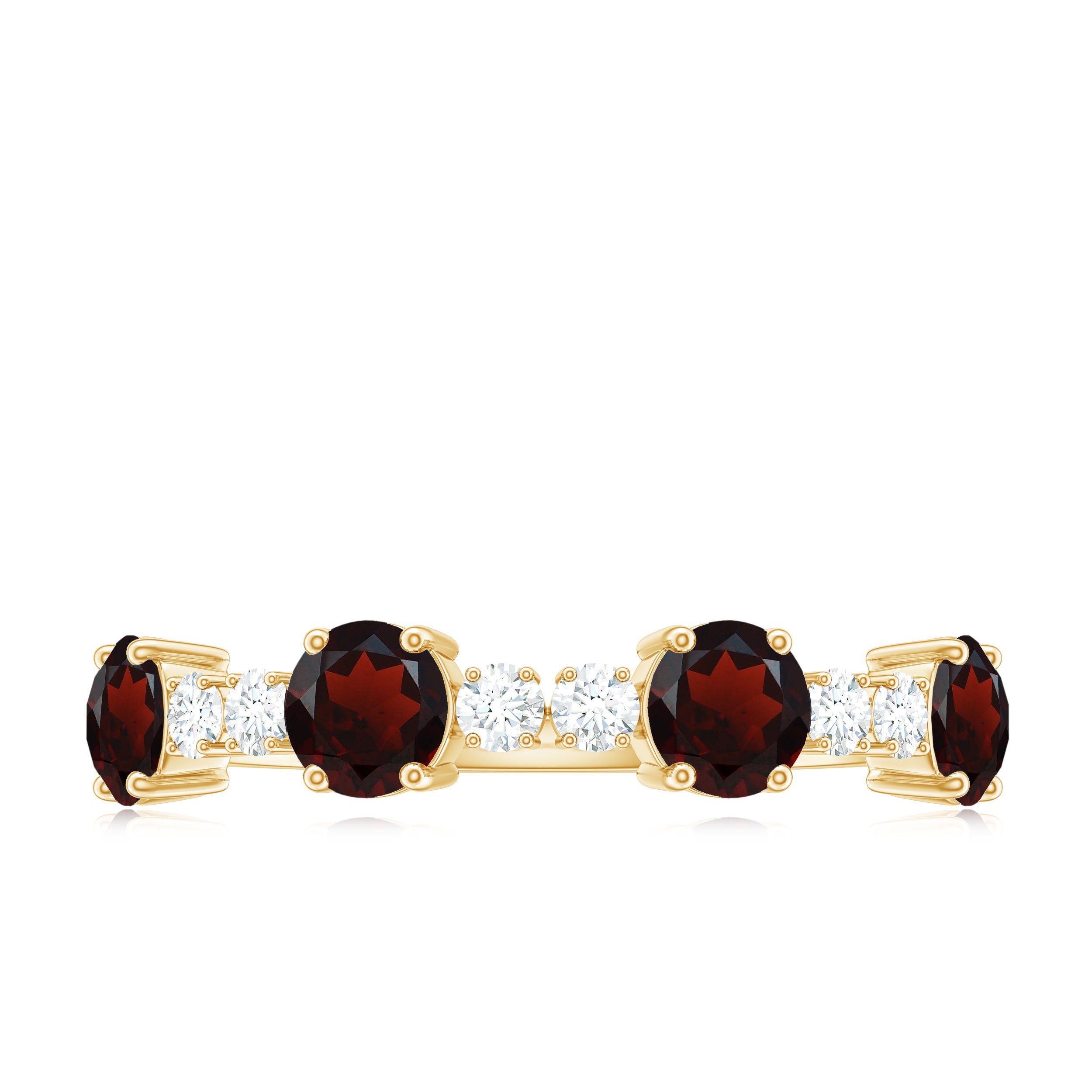 Rosec Jewels-Genuine Garnet Half Eternity Ring with Diamond