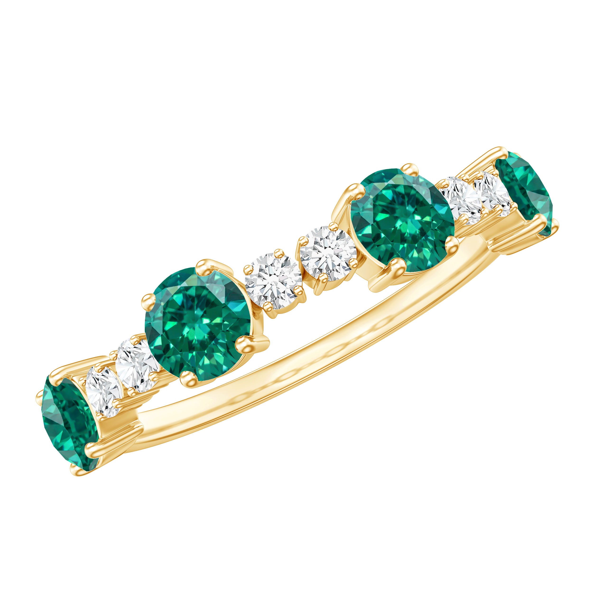 Certified Lab Grown Emerald Diamond Half Eternity Ring in Prong Set AAAA - Rosec Jewels