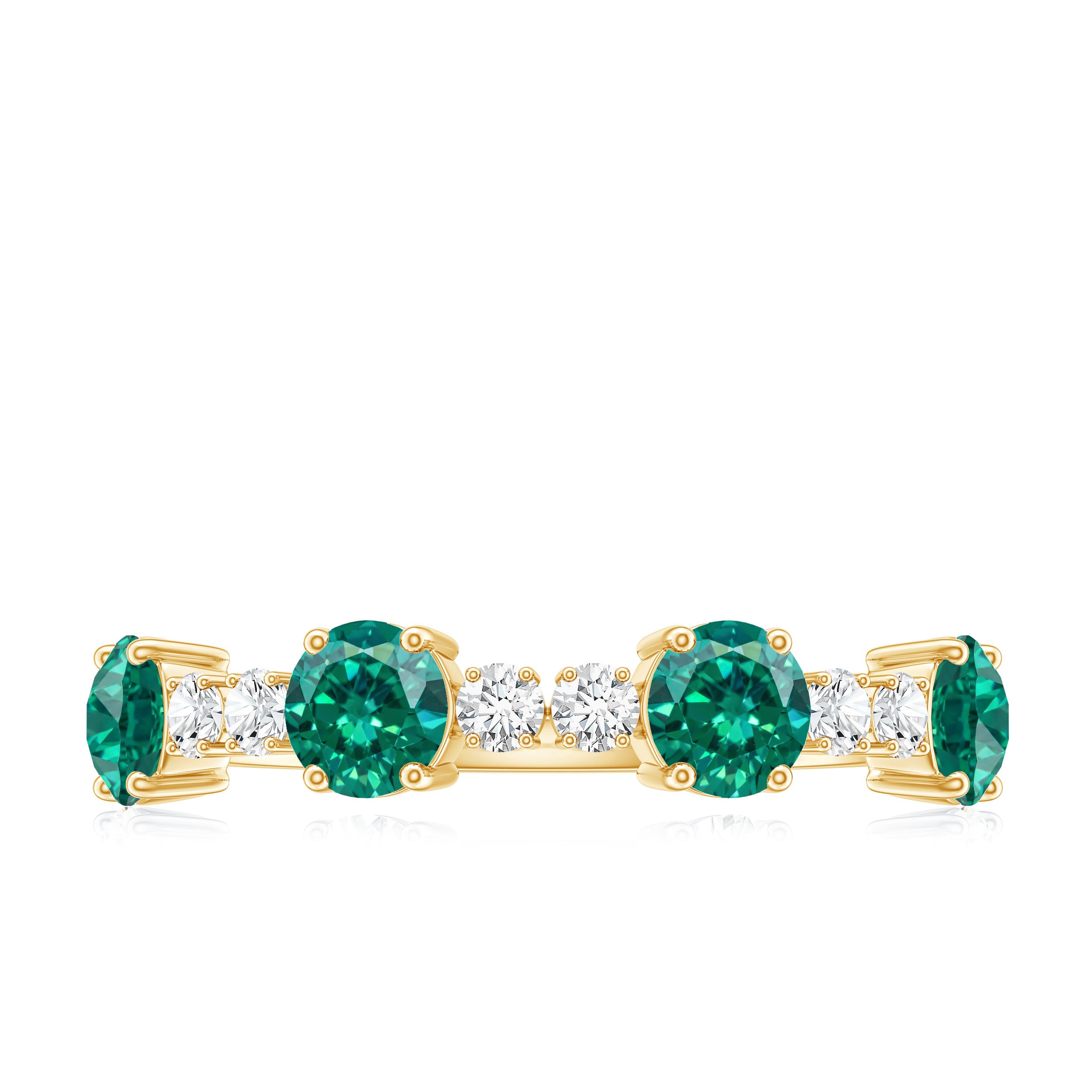 Certified Lab Grown Emerald Diamond Half Eternity Ring in Prong Set AAAA - Rosec Jewels