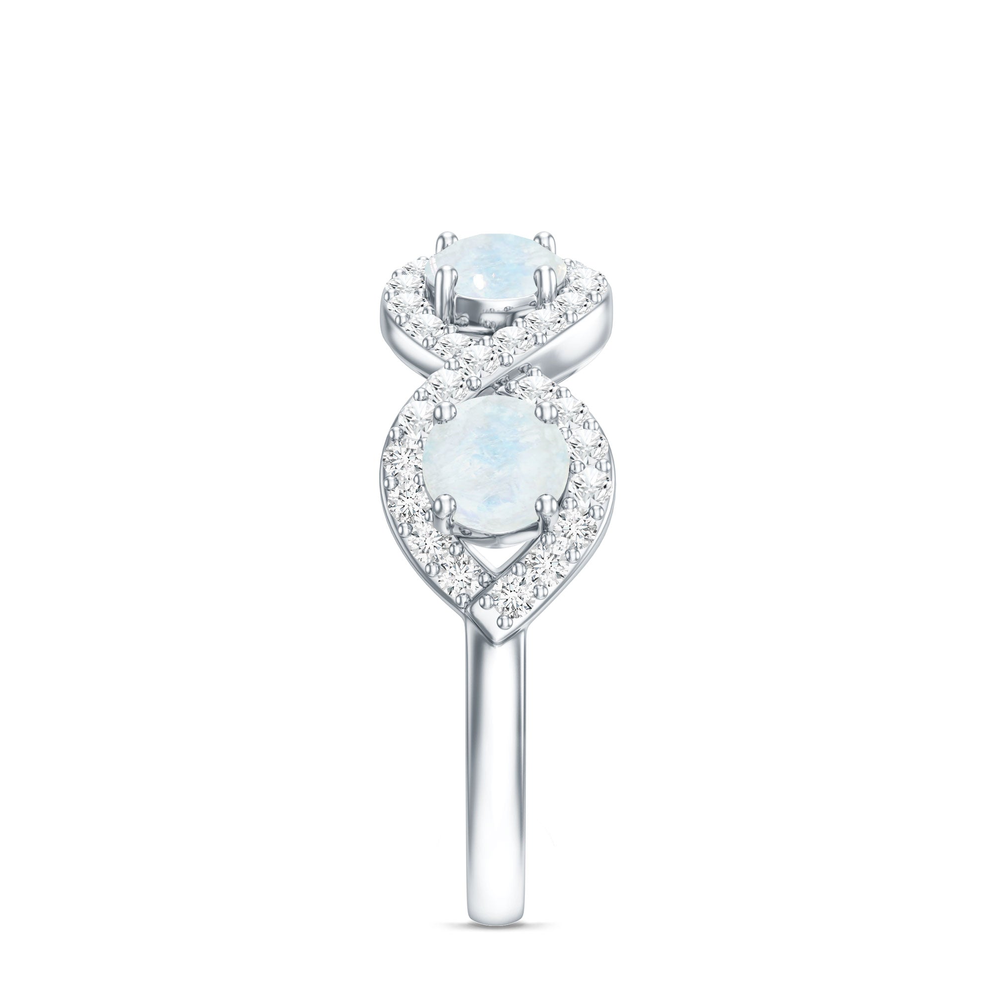 Rosec Jewels-Genuine Moonstone Half Eternity Ring with Diamond