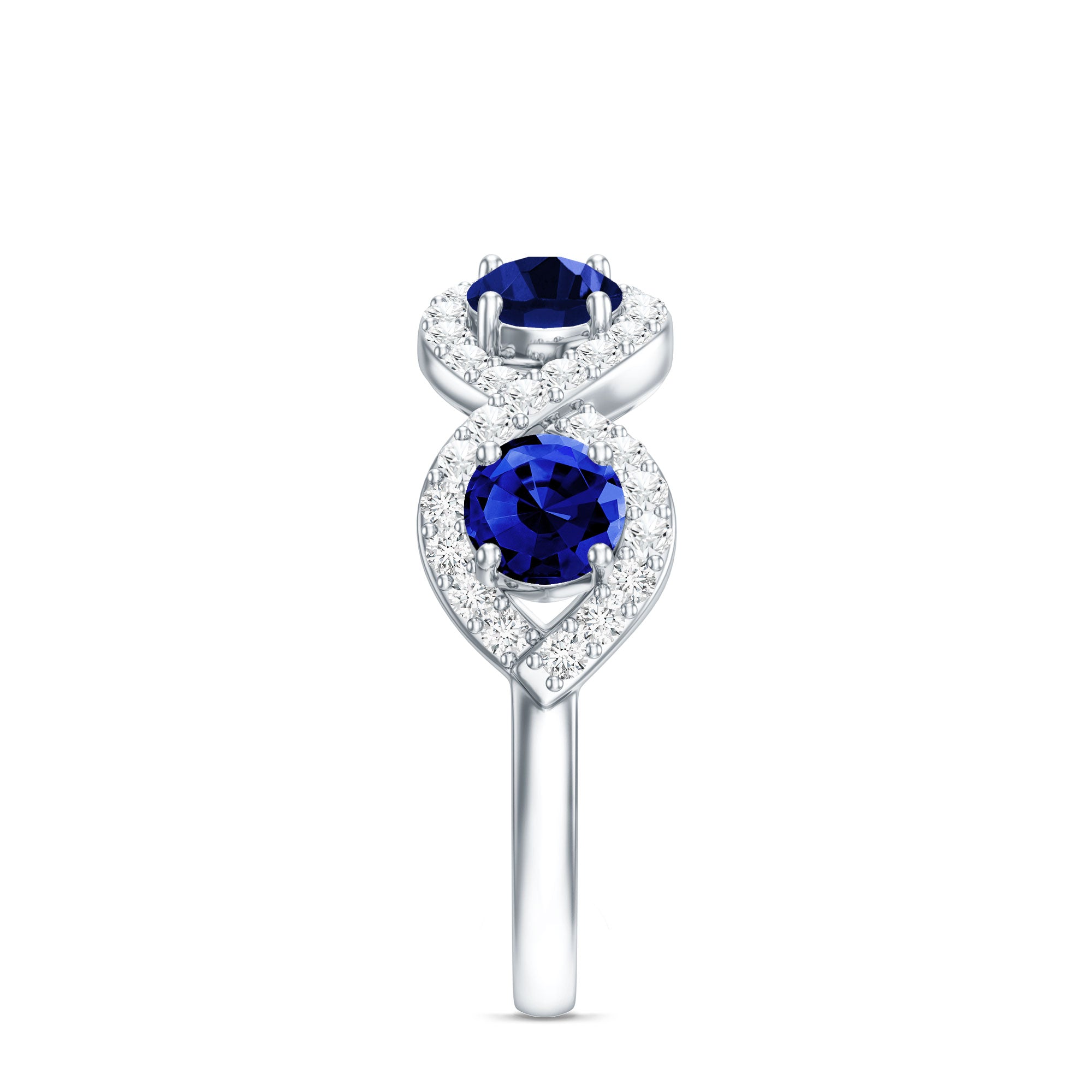 2 CT Lab-Created Blue Sapphire and Diamond Braided Half Eternity Band Ring AAAA - Rosec Jewels