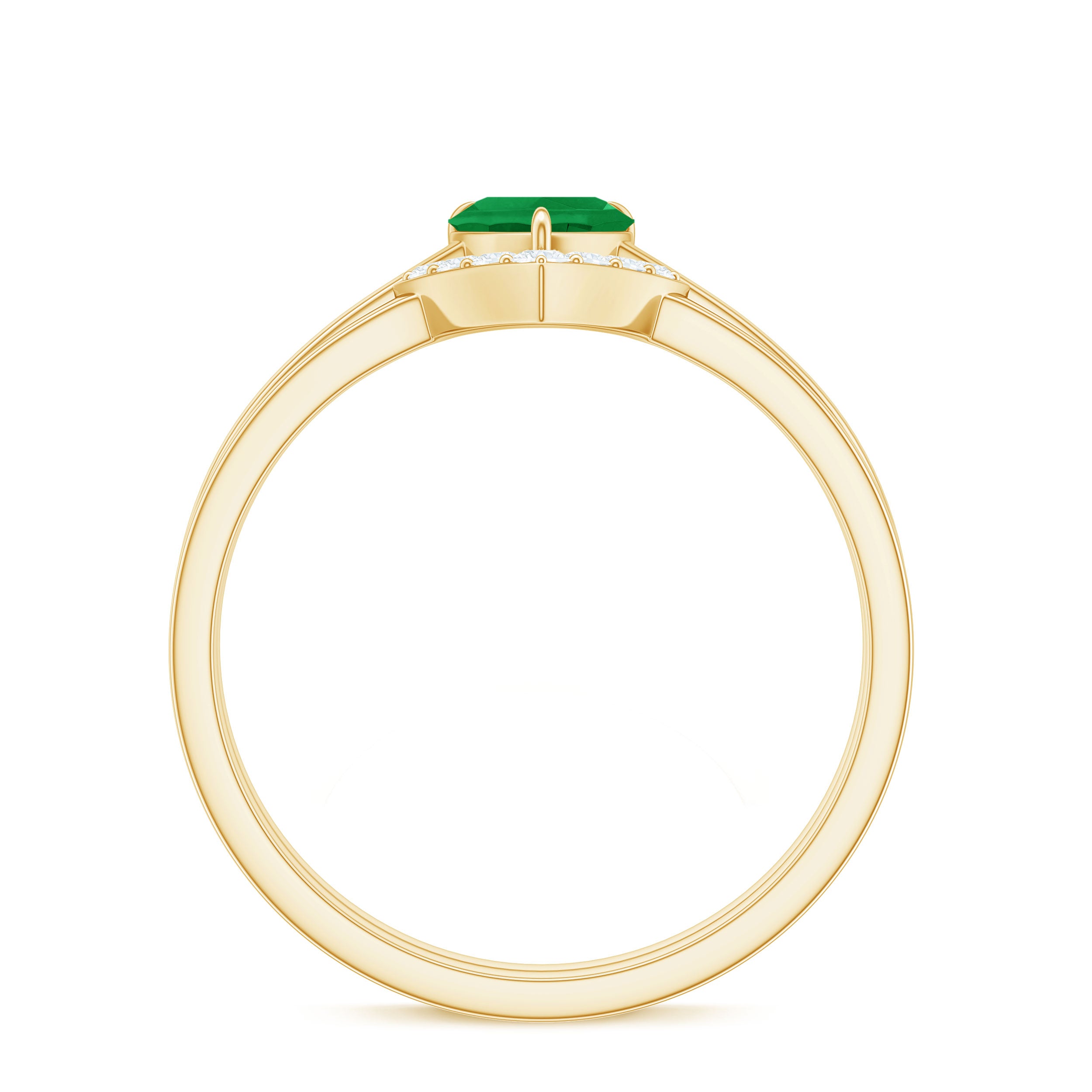 Natural Heart Shape Emerald Diamond Wedding Ring Set with Certificate AAA - Rosec Jewels