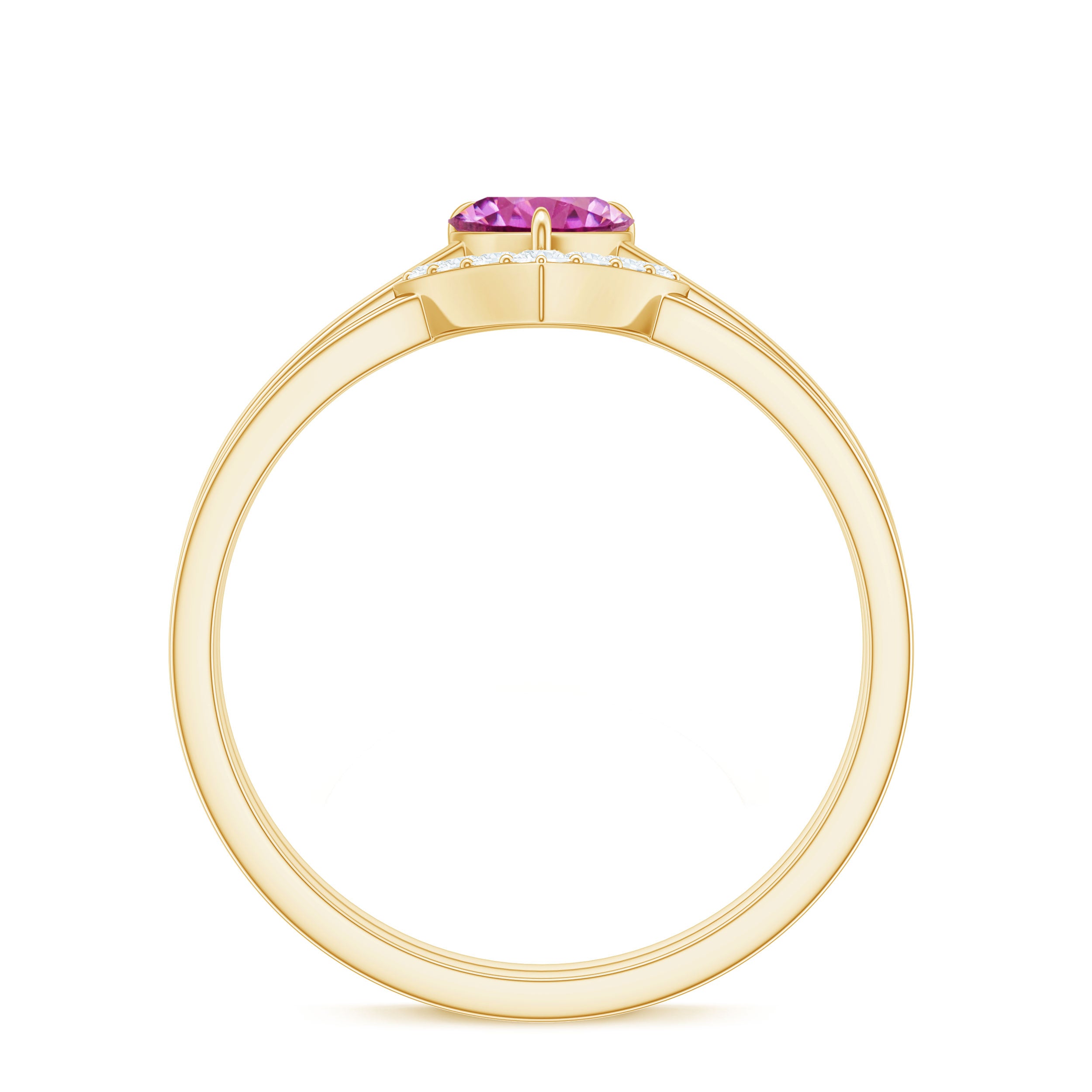 Pink Tourmaline Heart Ring Set with Diamond AAA - Rosec Jewels