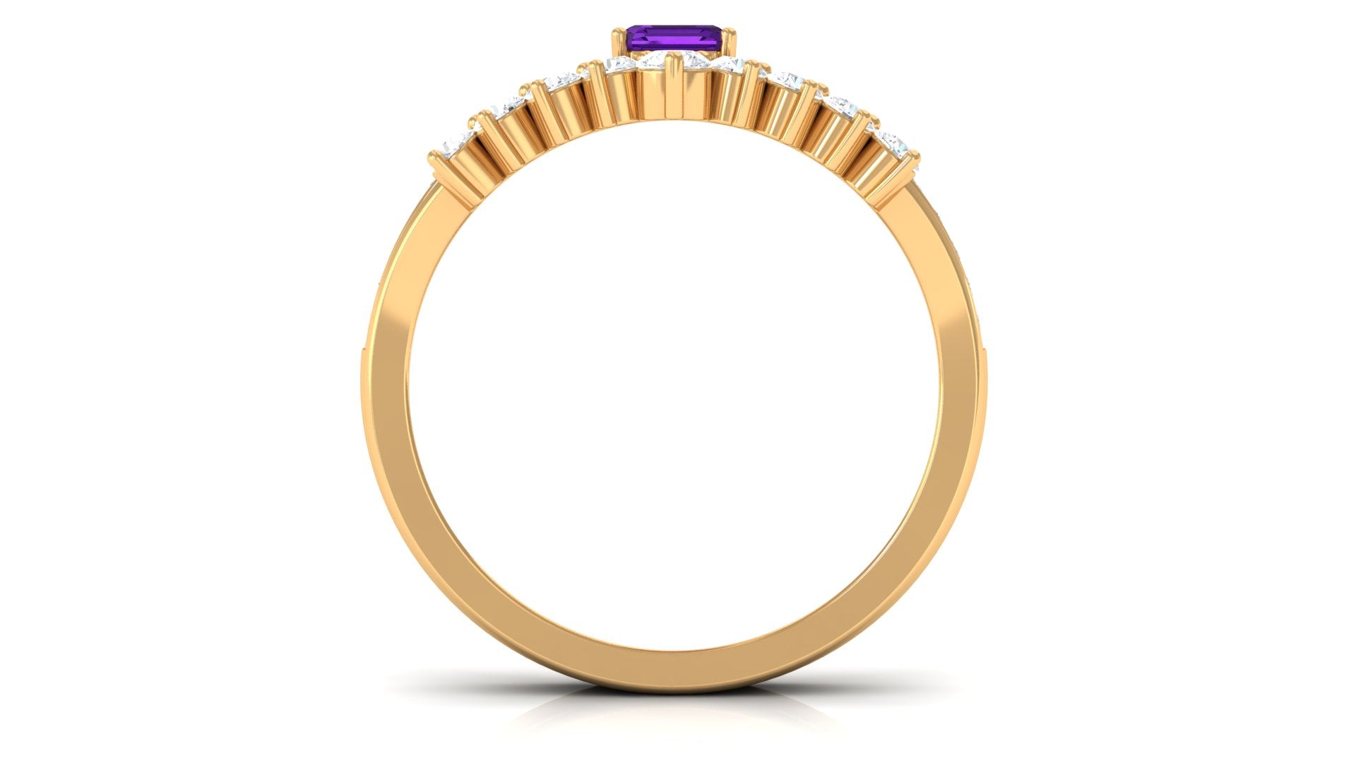 1.4 Carat Emerald Cut Amethyst Diamond Wedding Bridal Ring Set AAA - Rosec Jewels