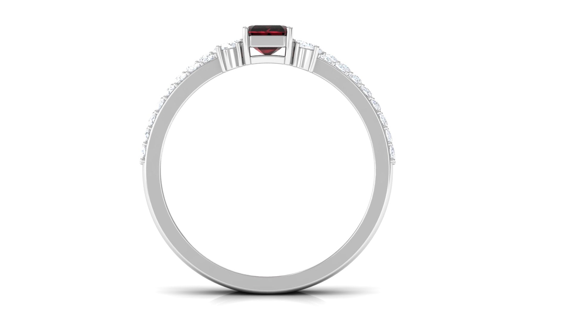 Certified Real Garnet Diamond Emerald Cut Engagement Ring with Wedding Band Cuff AAA - Rosec Jewels