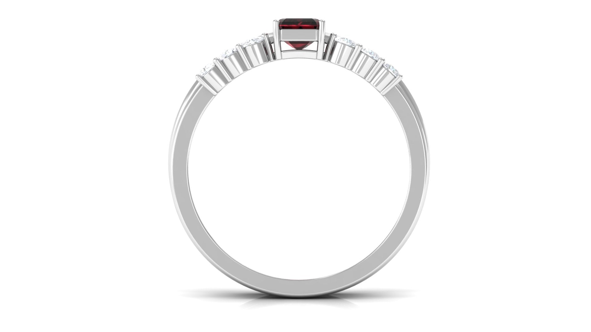 Certified Natural Garnet Diamond Emerald Cut Wedding Bridal Ring Set AAA - Rosec Jewels