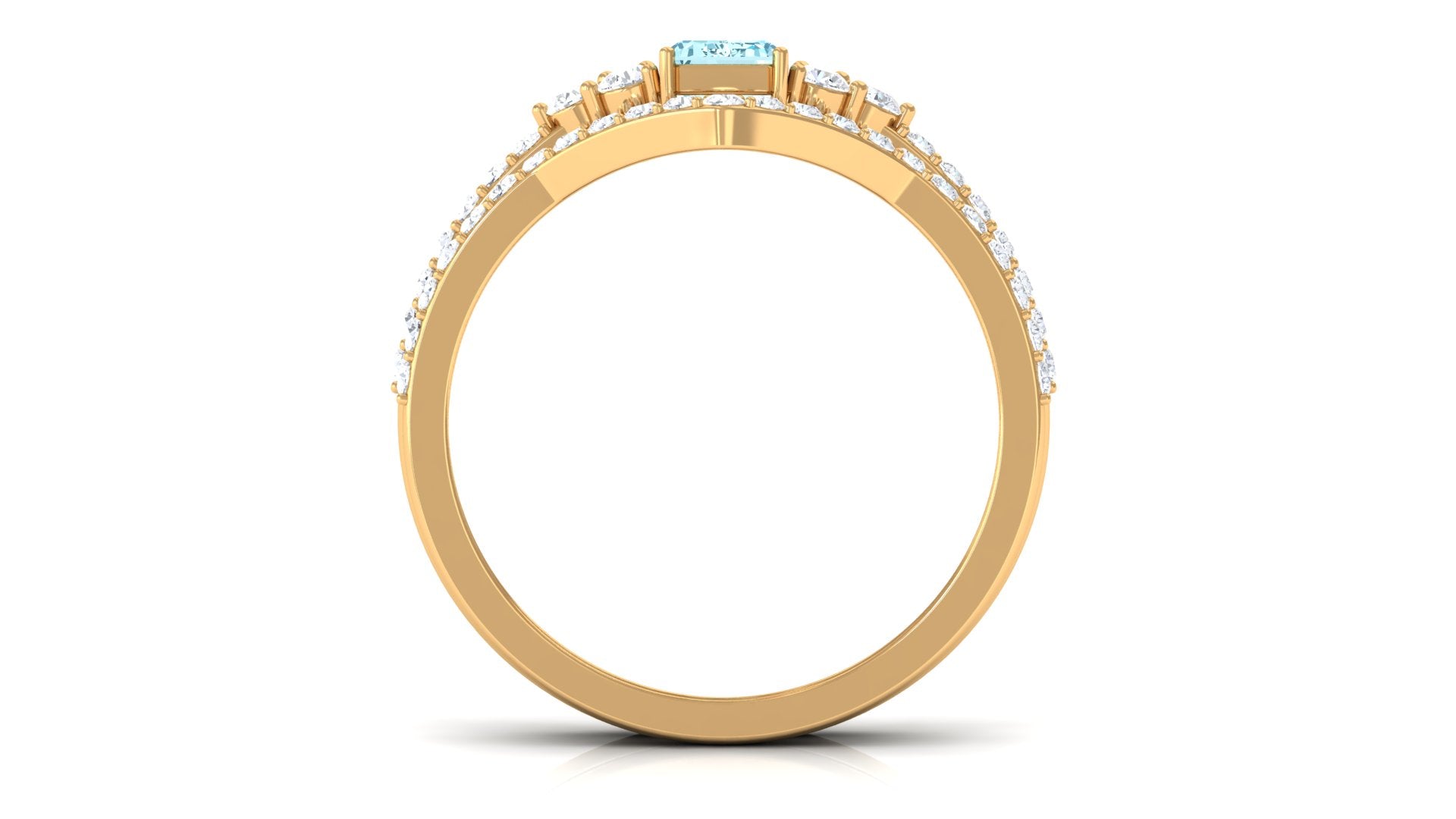 Genuine Aquamarine and Diamond Emerald Cut Wedding Ring Set with Certificate AAA - Rosec Jewels
