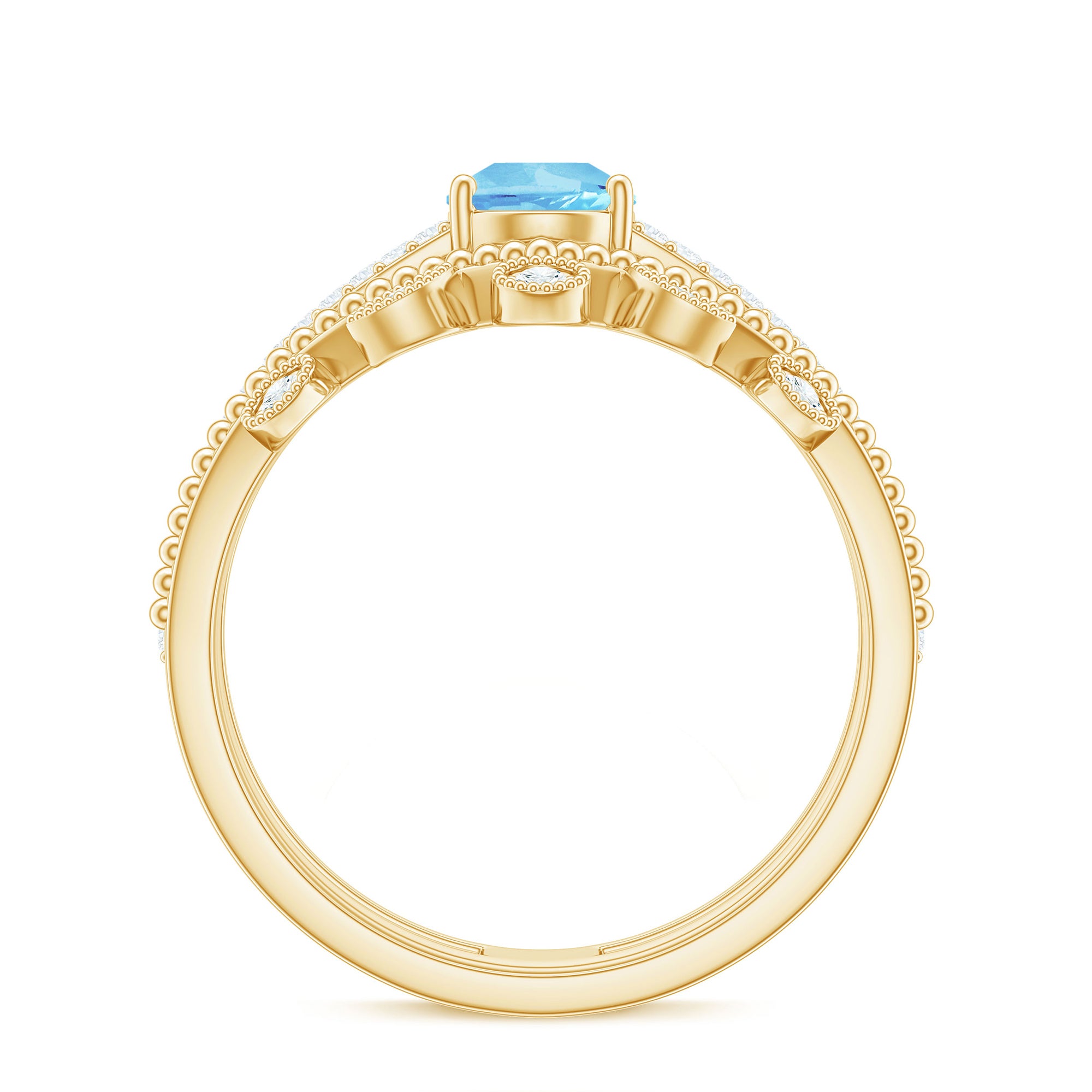 1 Carat Aquamarine and Diamond Teardrop Engagement Ring with Enhancer AAA - Rosec Jewels