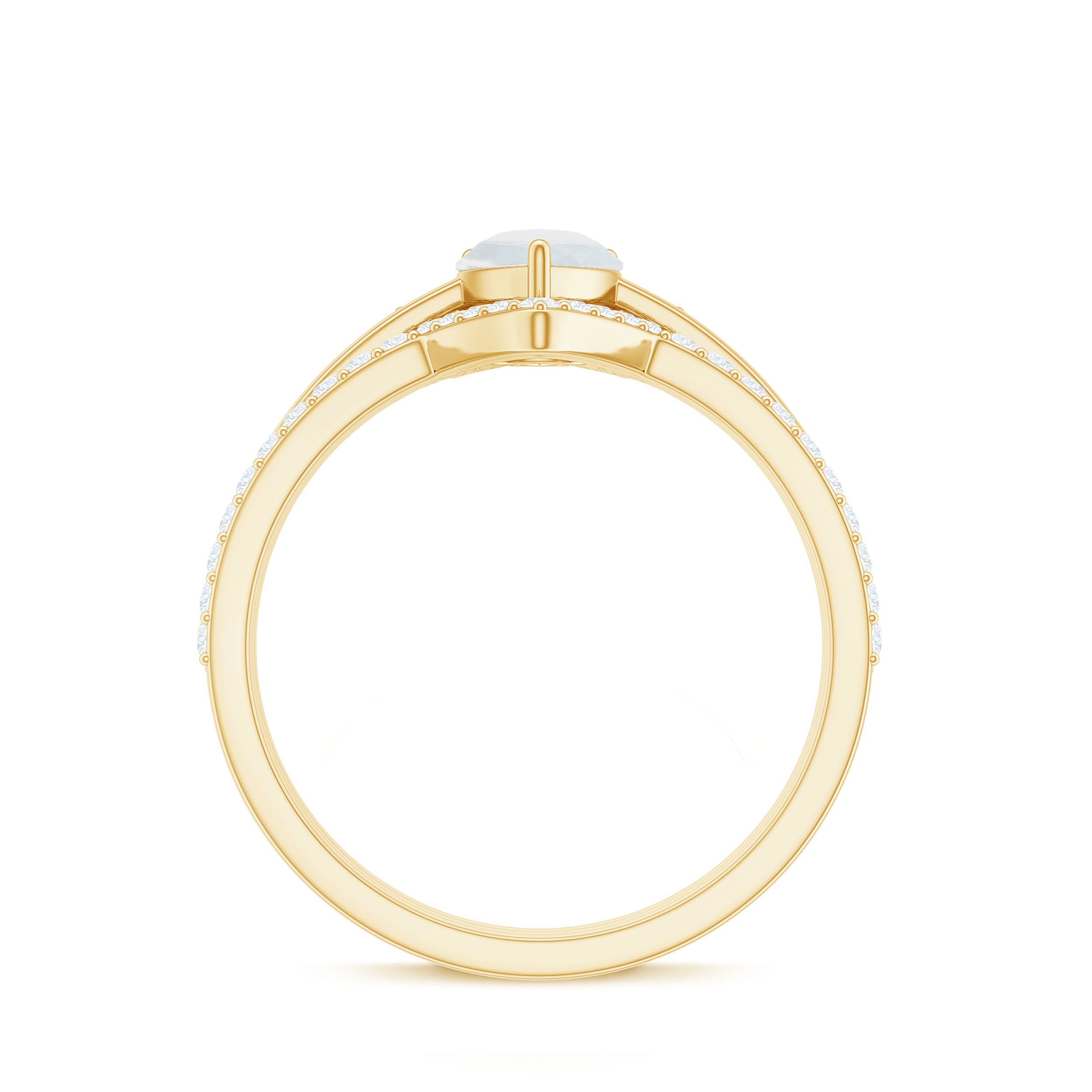 Pear Cut Moonstone Trio Wedding Ring Set with Moissanite AAA - Rosec Jewels