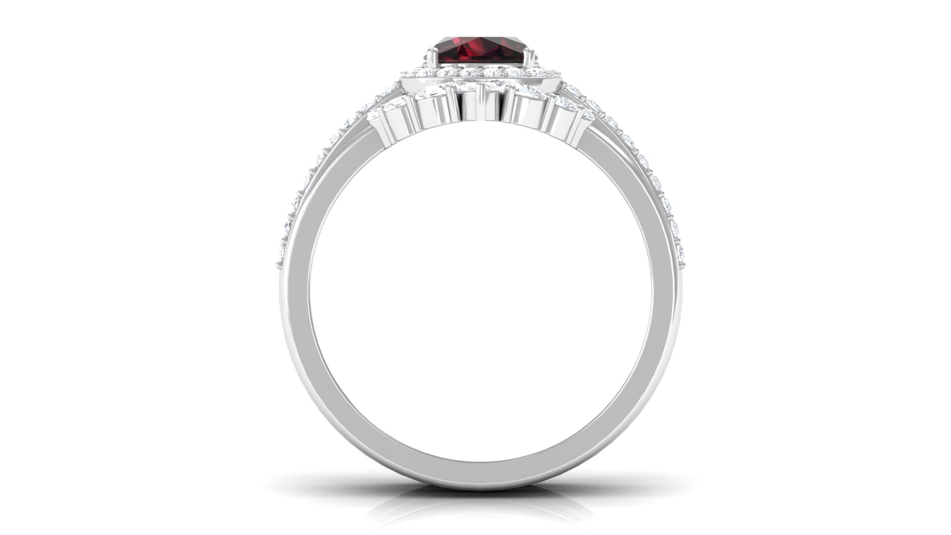 Natural 8mm Cushion Cut Garnet Statement Bridal Ring Set AAA - Rosec Jewels