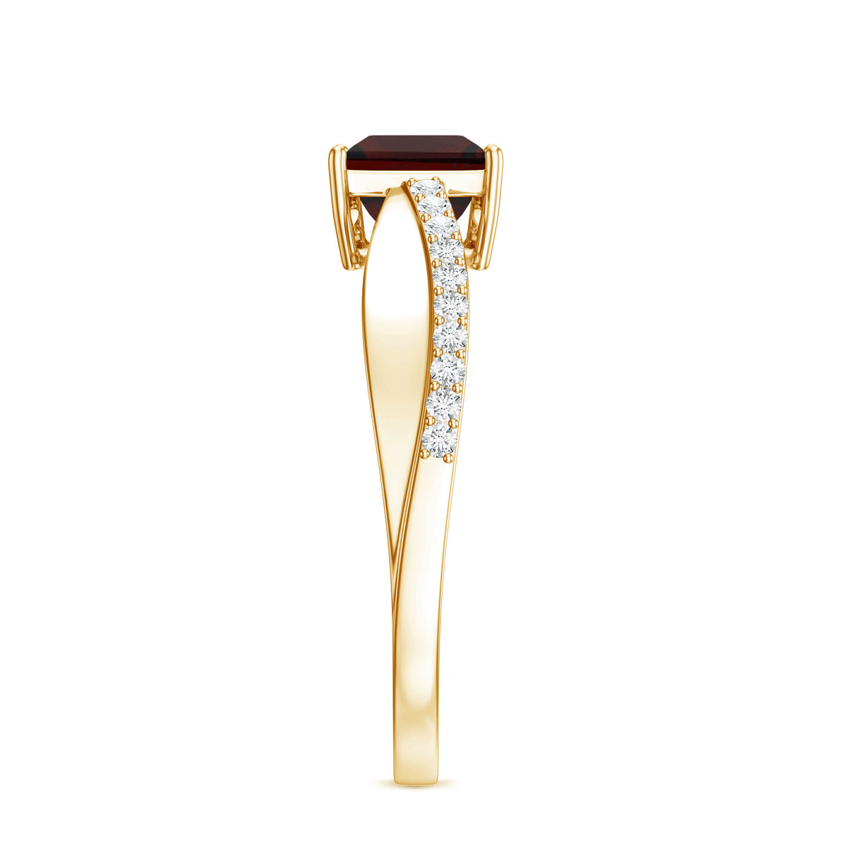 Princess Cut Garnet Solitaire Engagement Ring with Diamond AAA - Rosec Jewels
