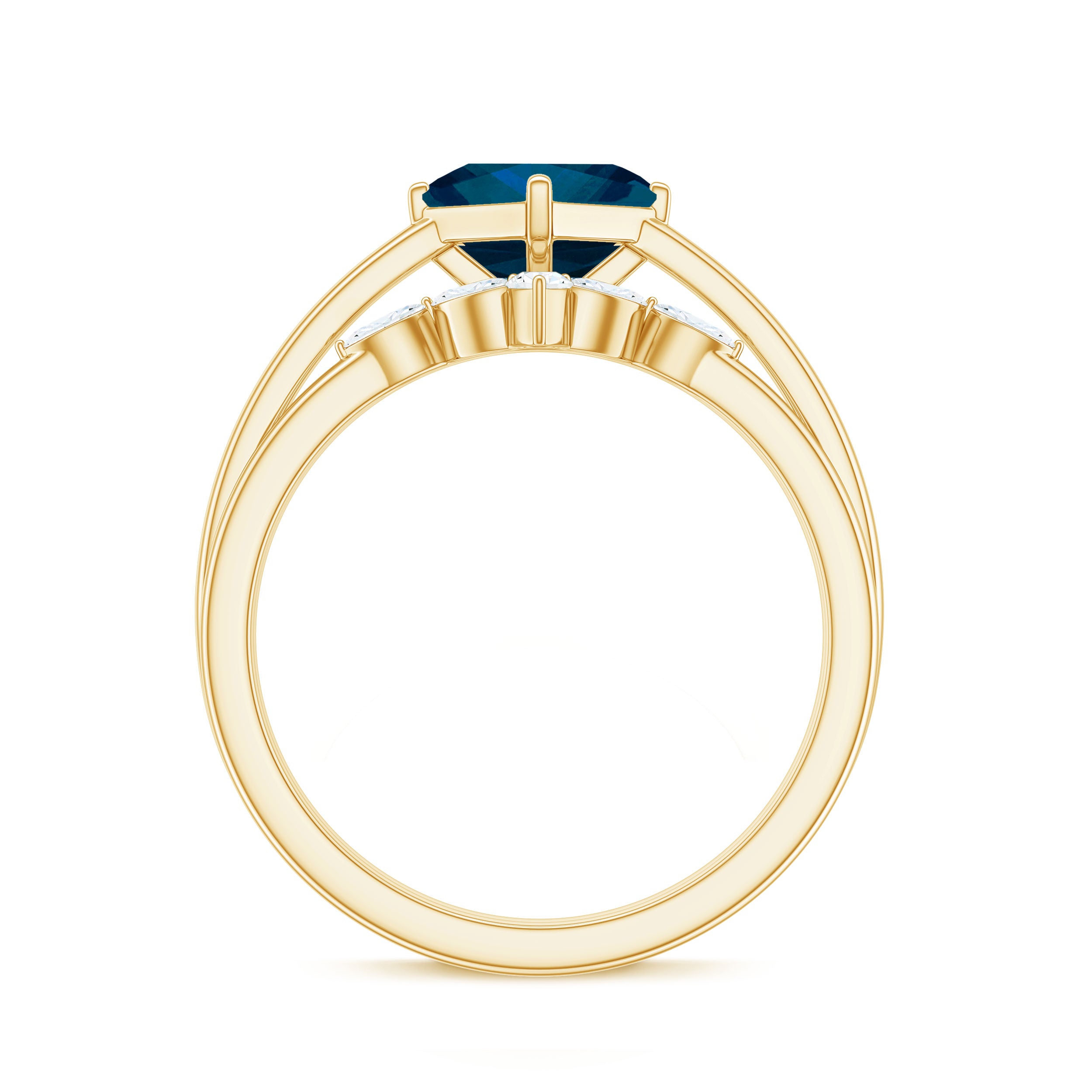 Rosec Jewels-Princess Cut London Blue Topaz Designer Wedding Ring Set for Women