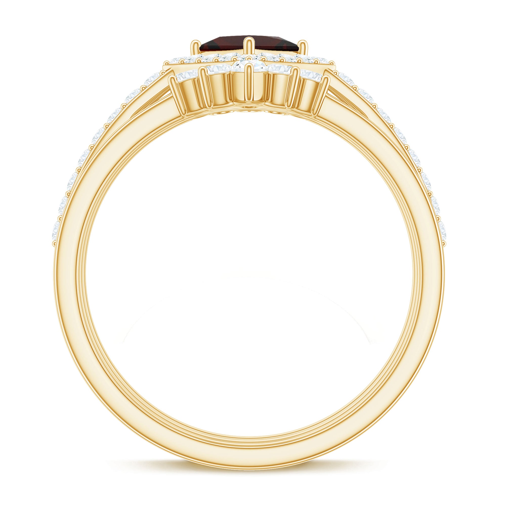 Rosec Jewels-Natural Garnet Diamond 3 Piece Bridal Ring Set