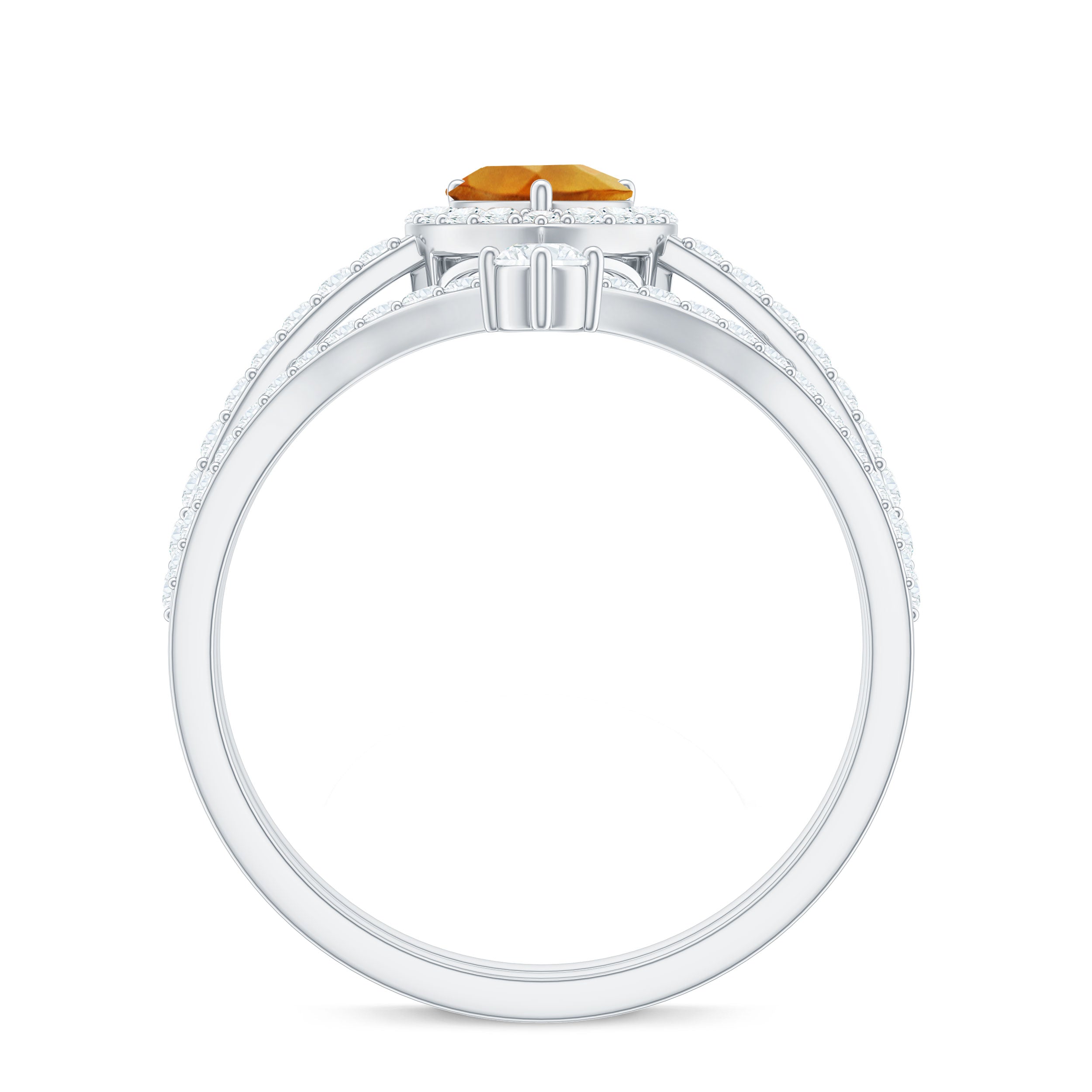 Certified Real Citrine Heart Shape Engagement Ring with Diamond Enhancer AAA - Rosec Jewels