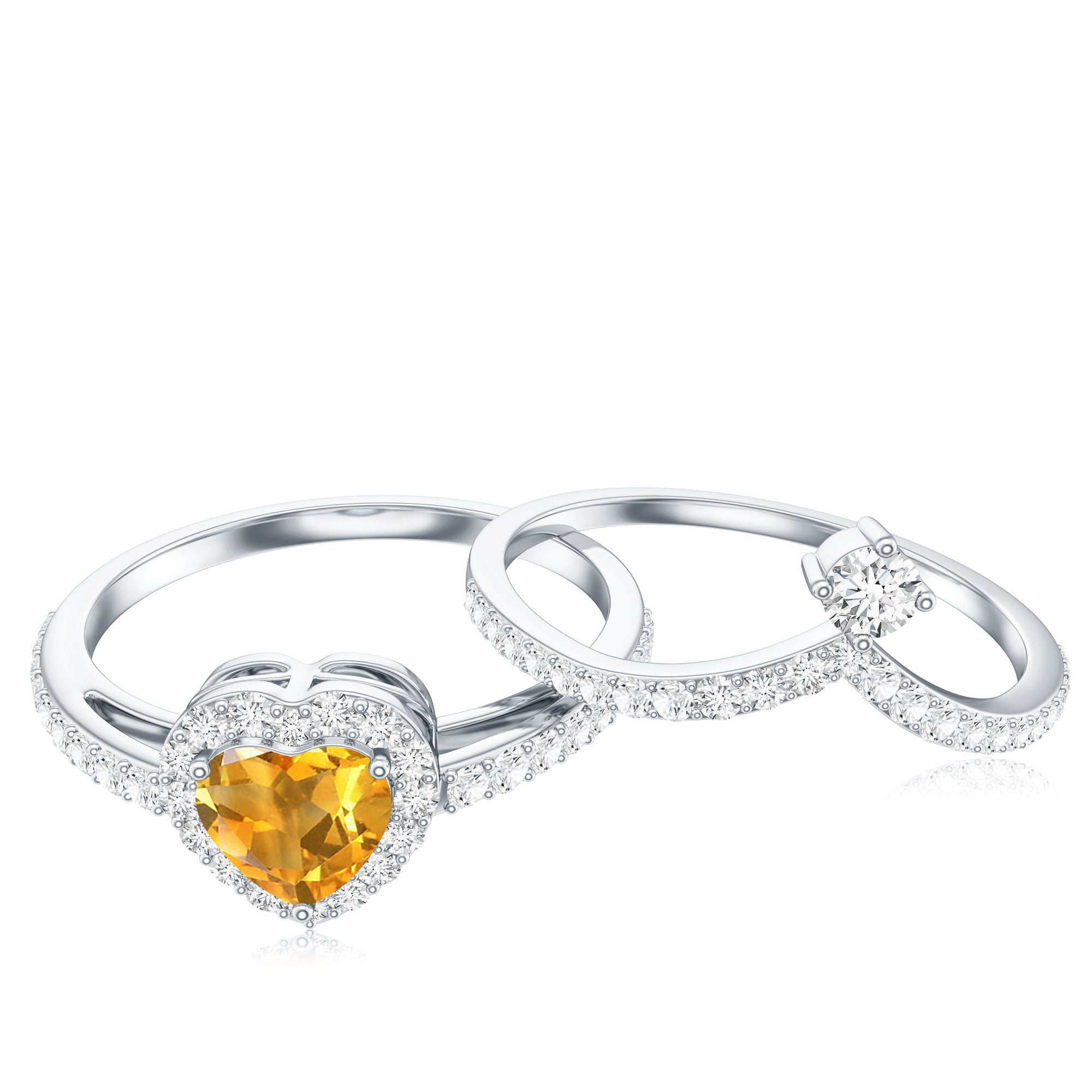 Certified Real Citrine Heart Shape Engagement Ring with Diamond Enhancer AAA - Rosec Jewels