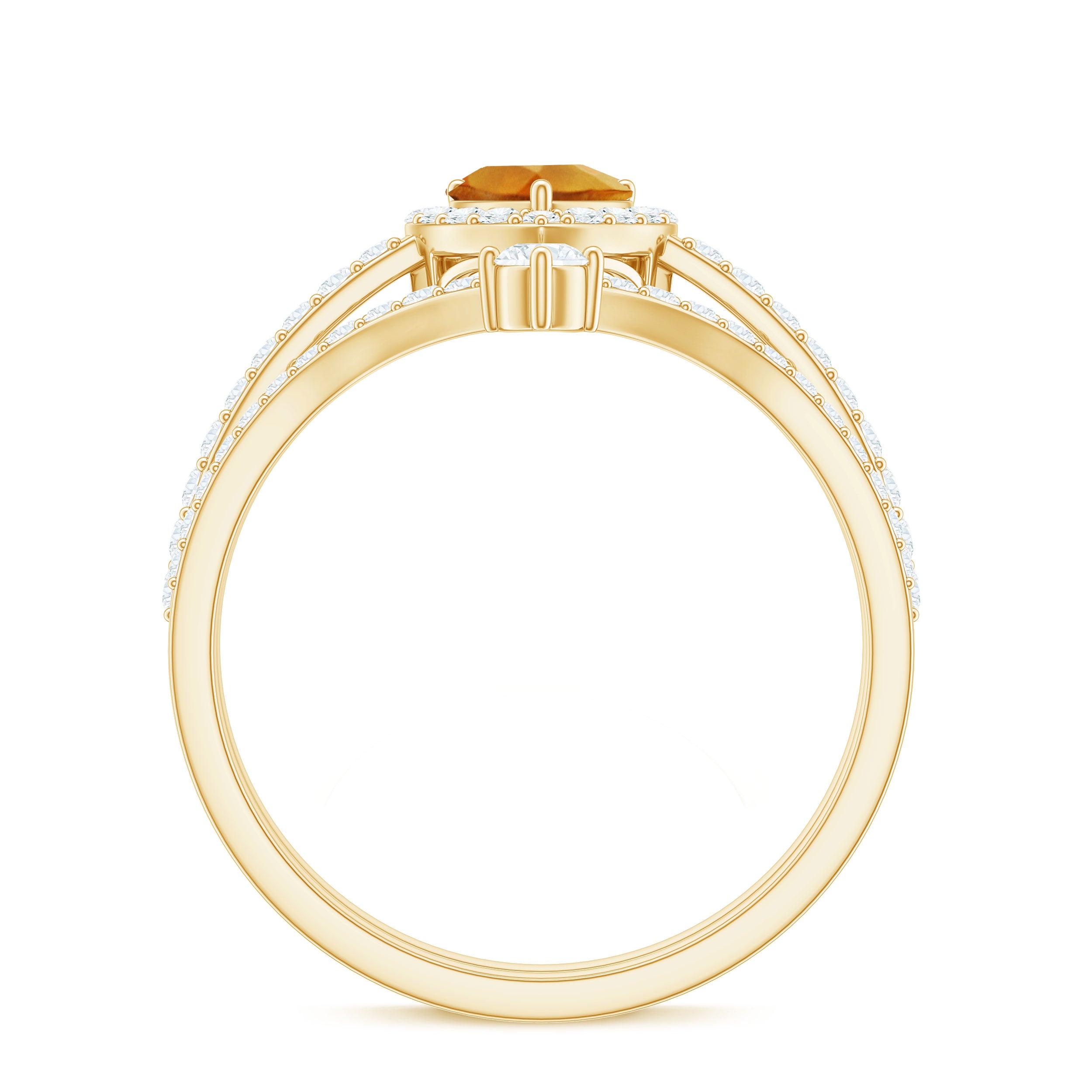 Certified Real Citrine Heart Shape Engagement Ring with Diamond Enhancer AAA - Rosec Jewels