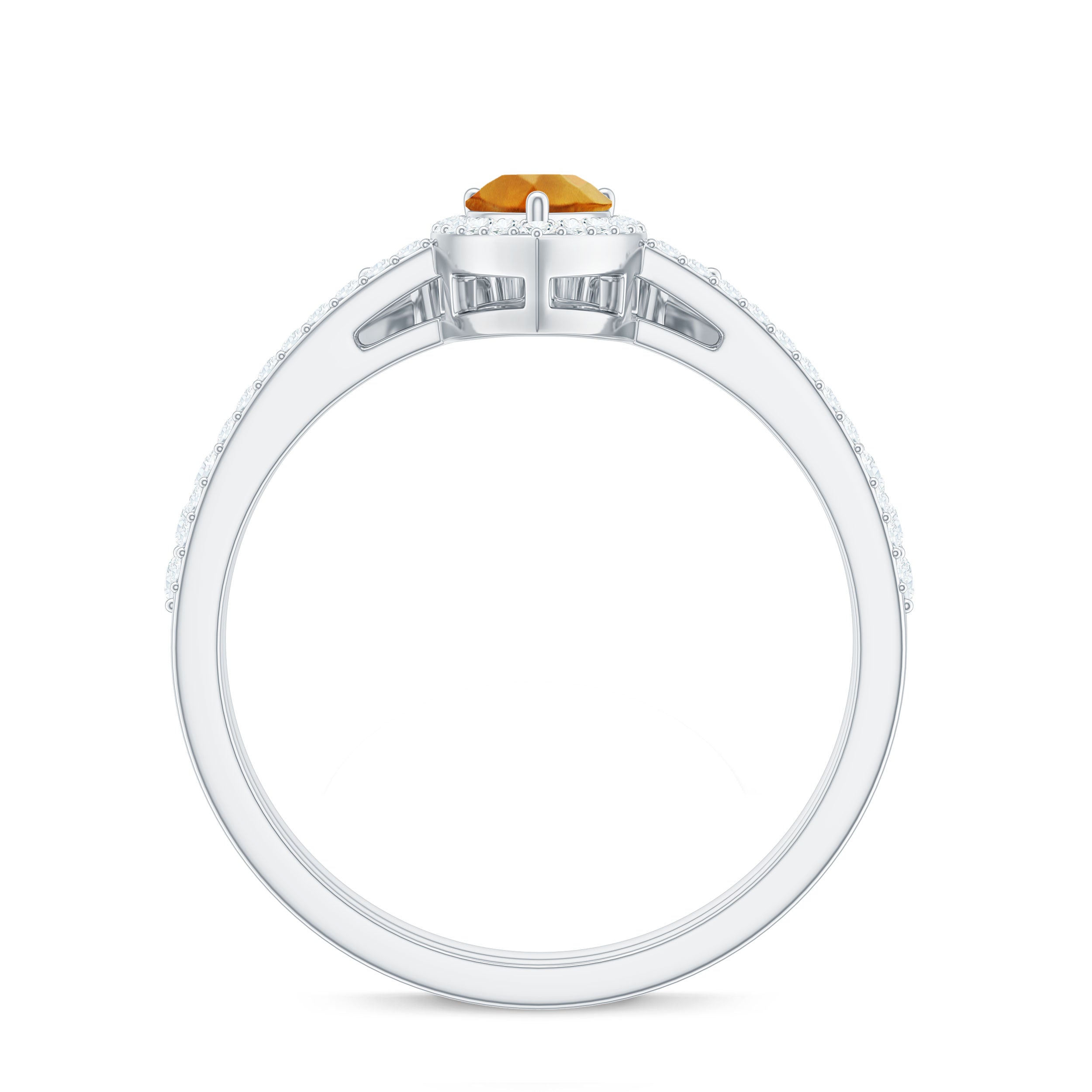 Rosec Jewels-Natural Citrine Teardrop Engagement Ring with Wedding Band