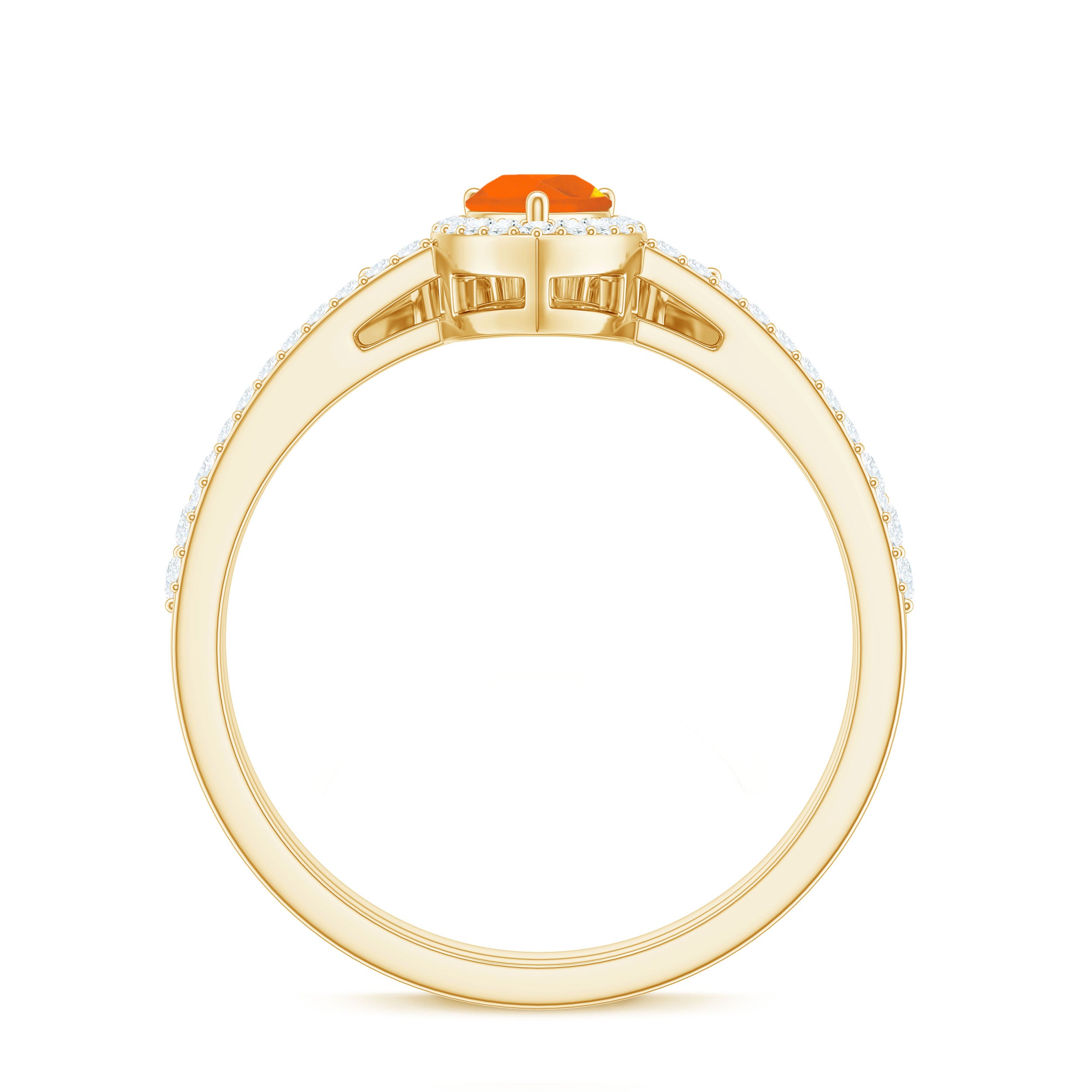 Fire Opal Designer Teardrop Ring Set with Moissanite Halo AAA - Rosec Jewels