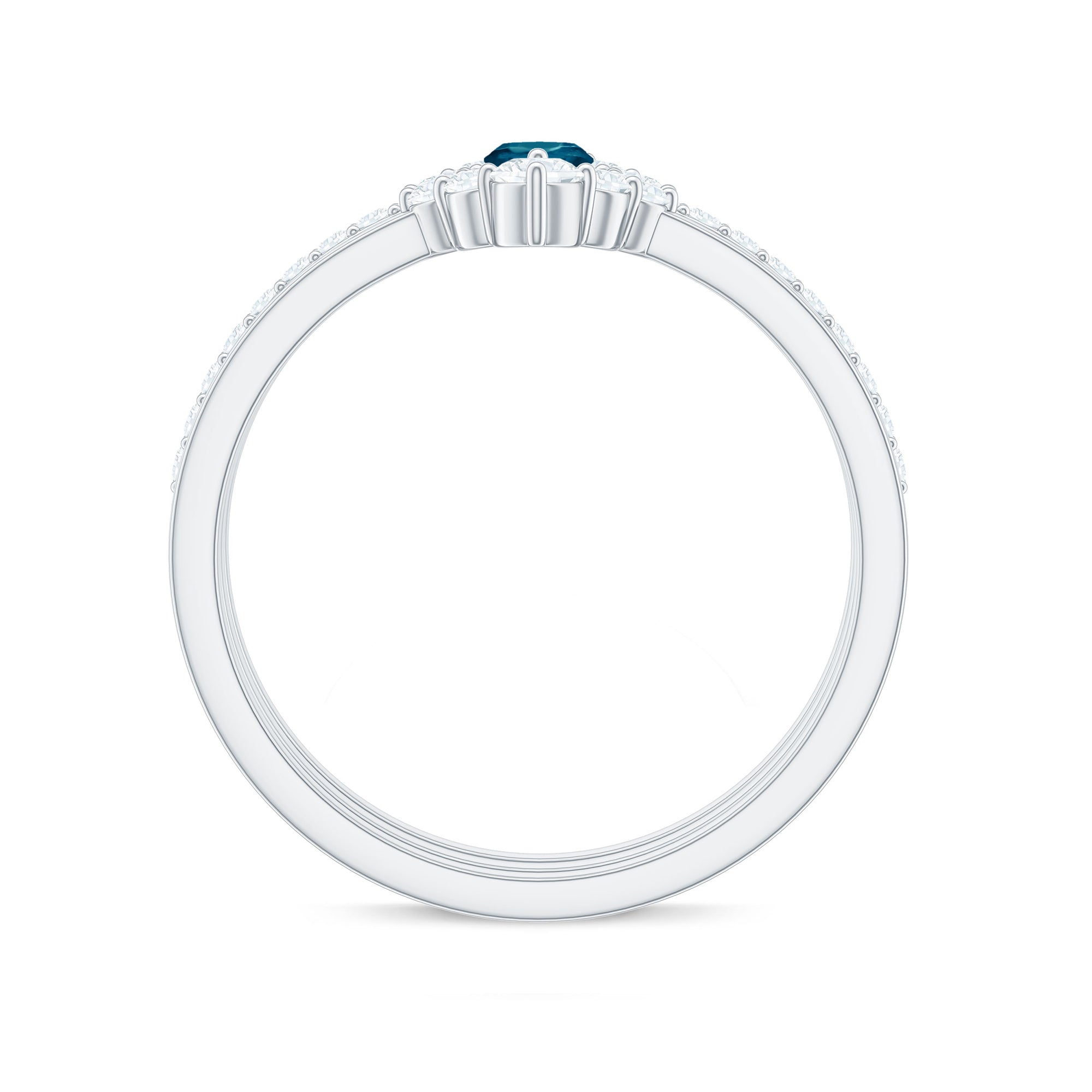 Rosec Jewels-Marquise London Blue Topaz Bridal Ring Set with 2 Diamond Ring Guards