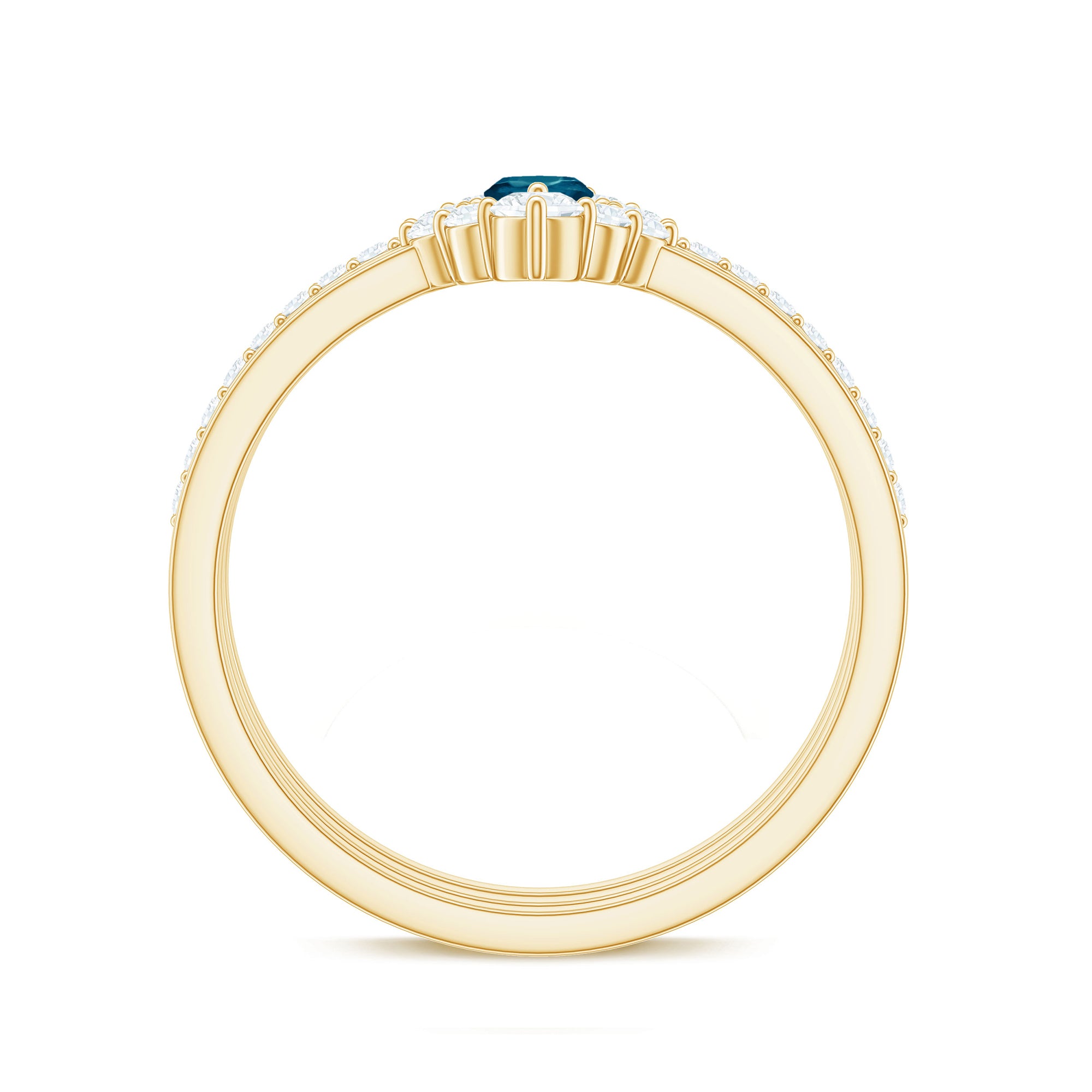 Rosec Jewels-Marquise London Blue Topaz Bridal Ring Set with 2 Diamond Ring Guards