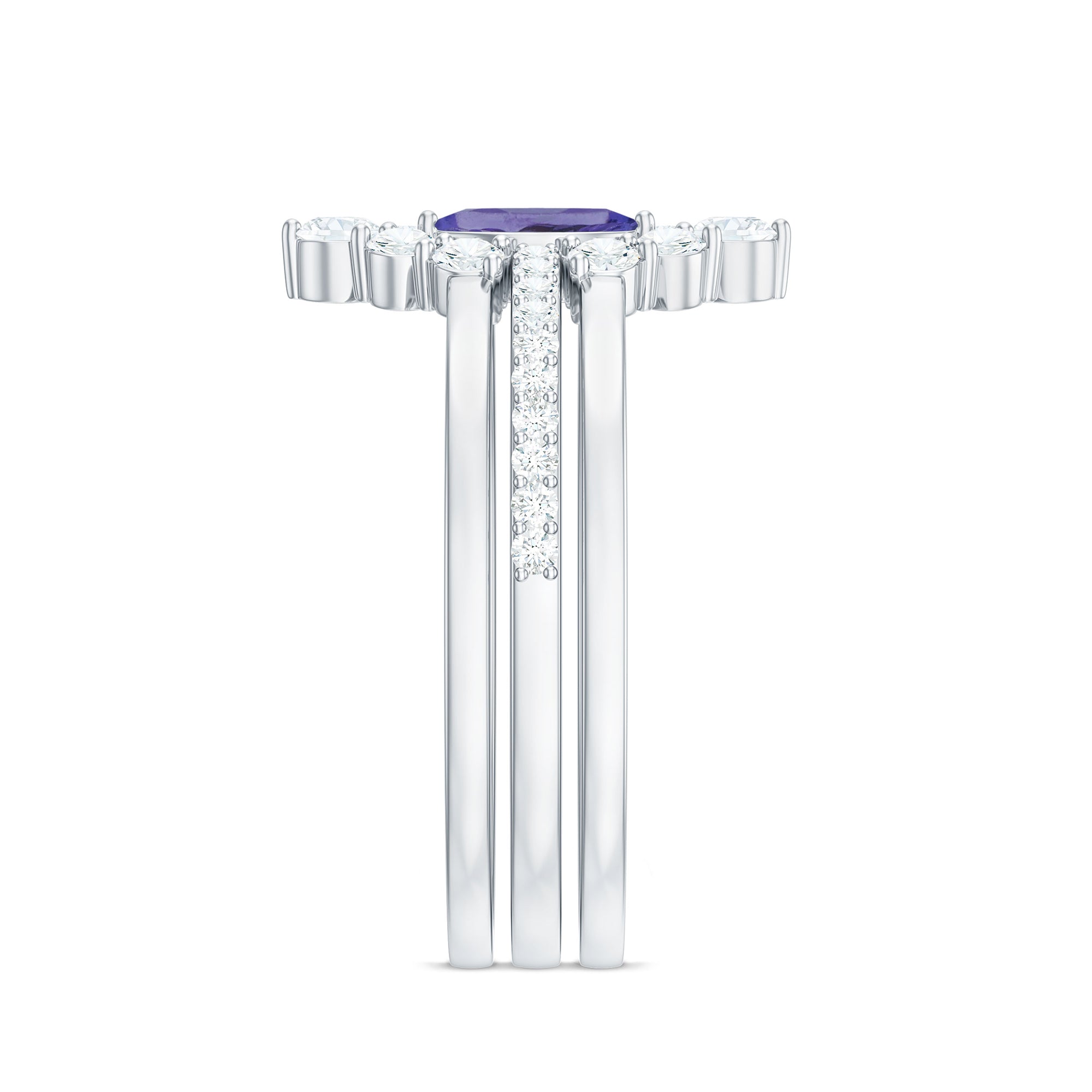 Rosec Jewels-Marquise Cut Tanzanite Solitaire Ring Set with Diamond