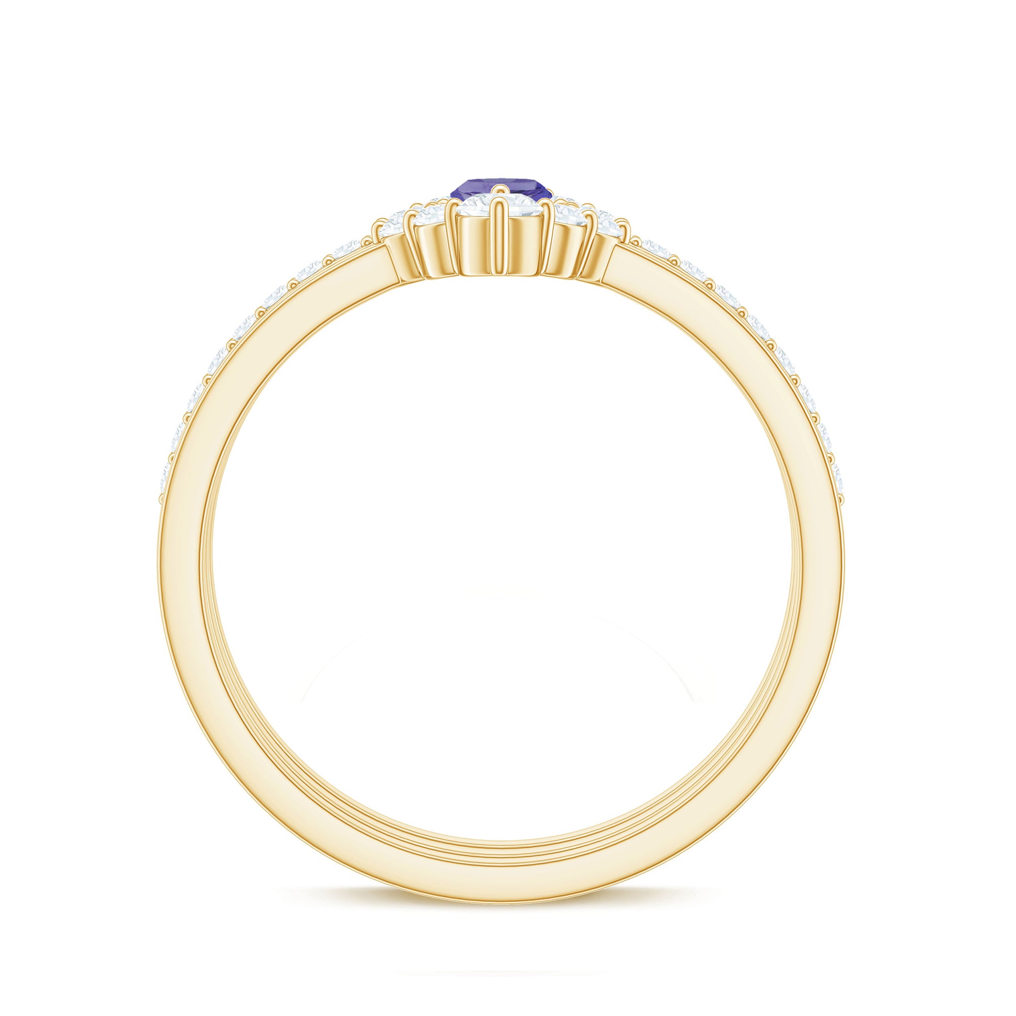Rosec Jewels-Marquise Cut Tanzanite Solitaire Ring Set with Diamond