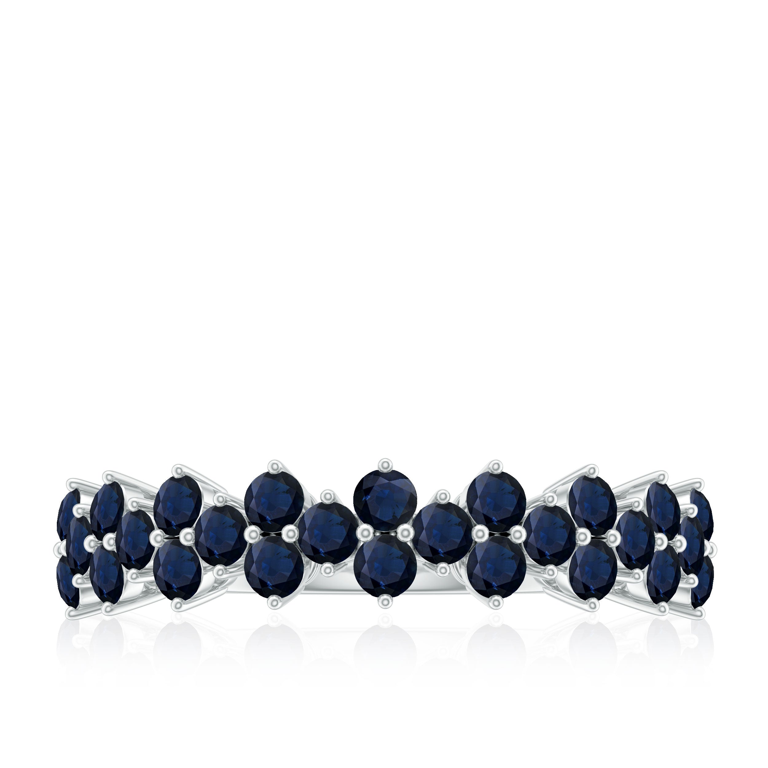 Natural Blue Sapphire Half Eternity Anniversary Ring AAA - Rosec Jewels