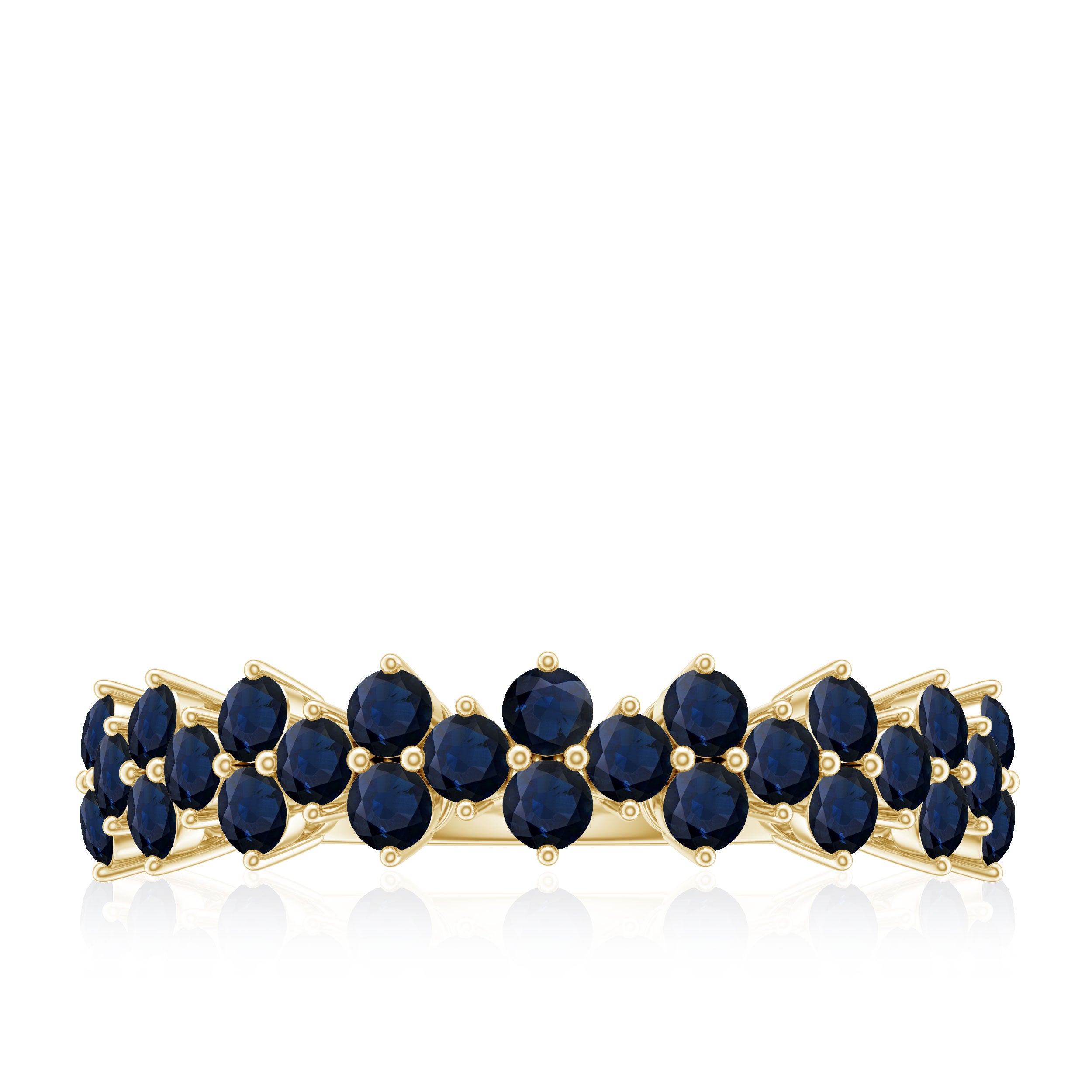 Natural Blue Sapphire Half Eternity Anniversary Ring AAA - Rosec Jewels