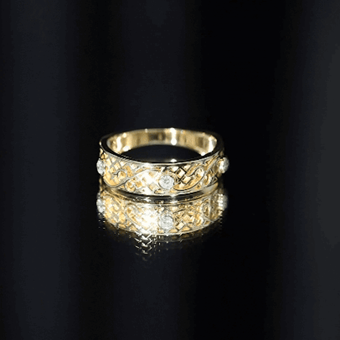 Bezel Set Round Diamond Filigree Ring Natural - ( HI-SI ) - Rosec Jewels