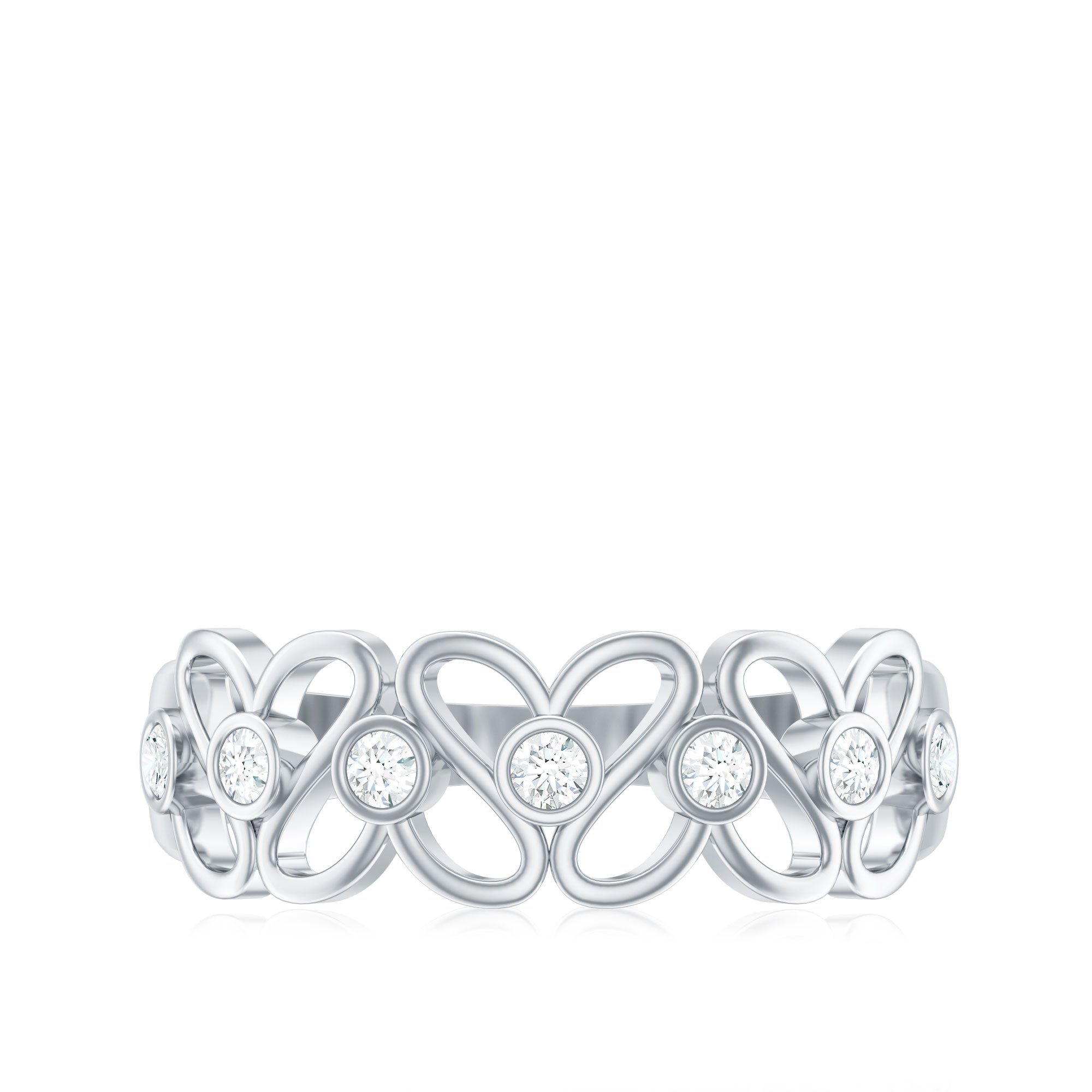 Contemporary Diamond Half Eternity Band Ring for Women Natural - ( HI-SI ) - Rosec Jewels