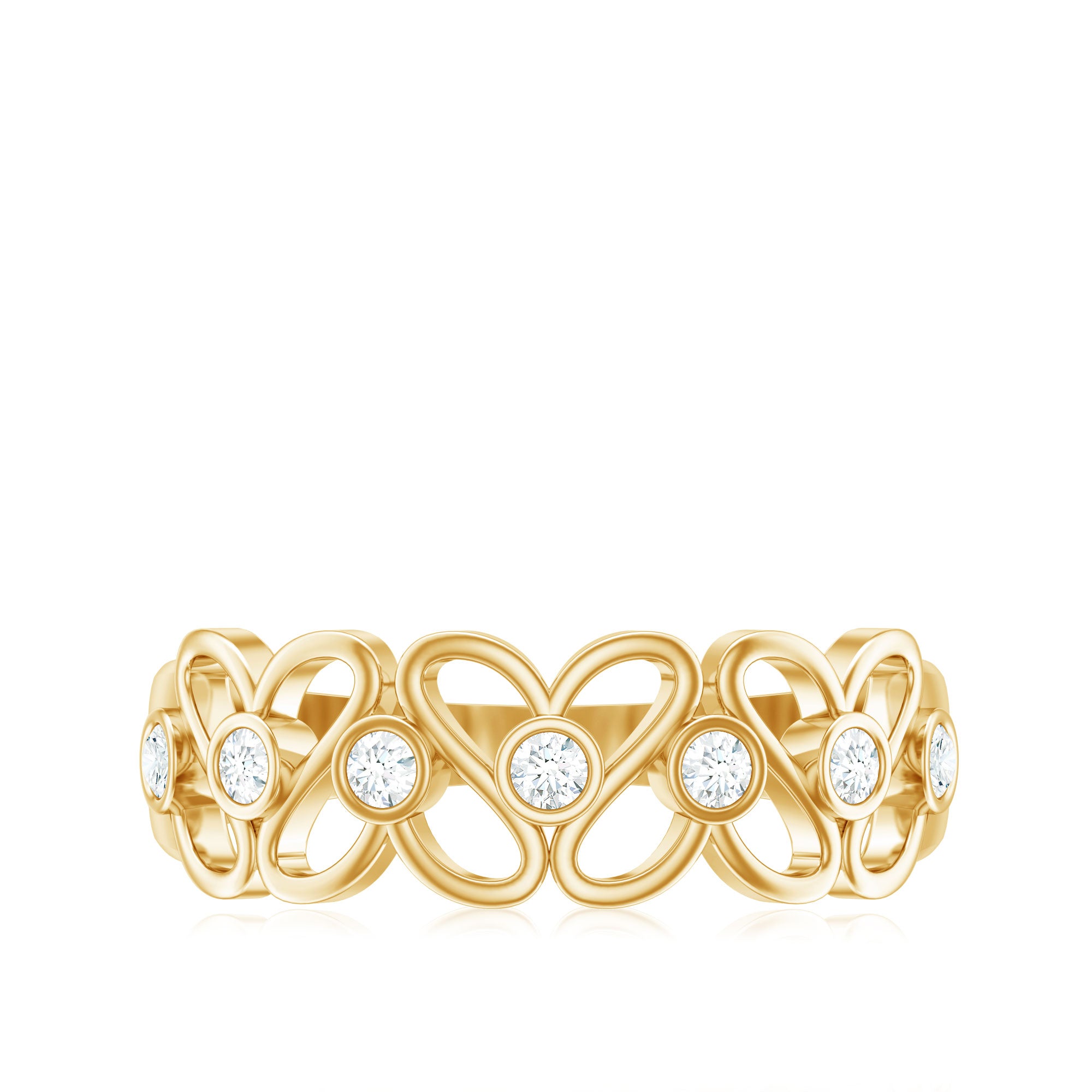 Contemporary Diamond Half Eternity Band Ring for Women Natural - ( HI-SI ) - Rosec Jewels