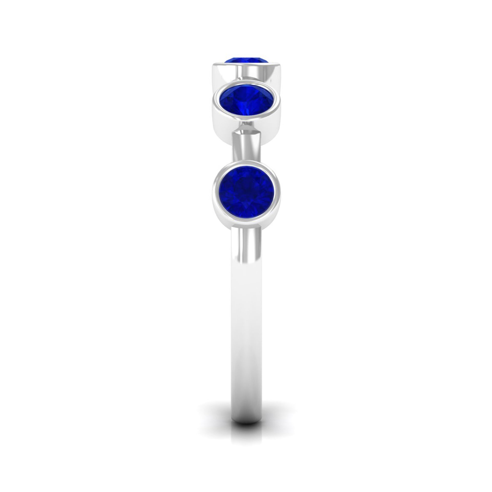 Rosec Jewels-Real Bezel Set Blue Sapphire Half Eternity Ring for Women