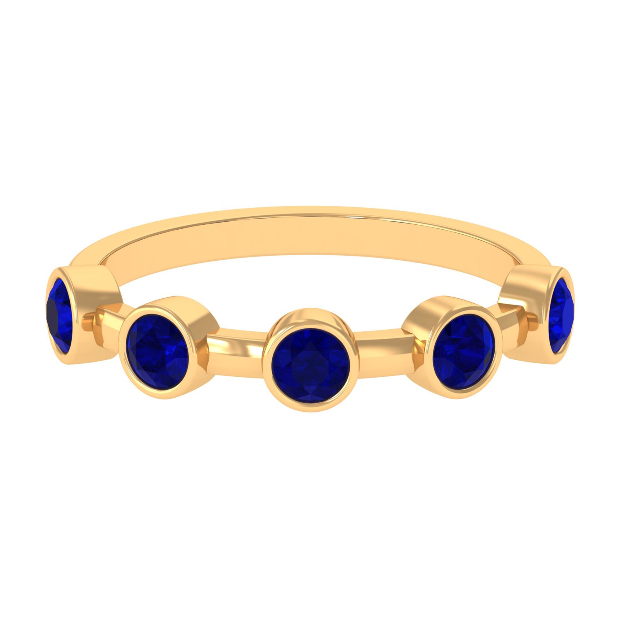 Real Bezel Set Blue Sapphire Half Eternity Ring for Women AAA - Rosec Jewels