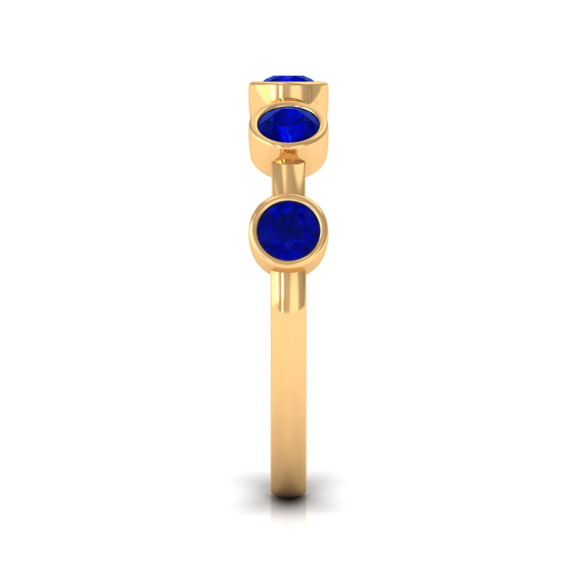 Rosec Jewels-Real Bezel Set Blue Sapphire Half Eternity Ring for Women