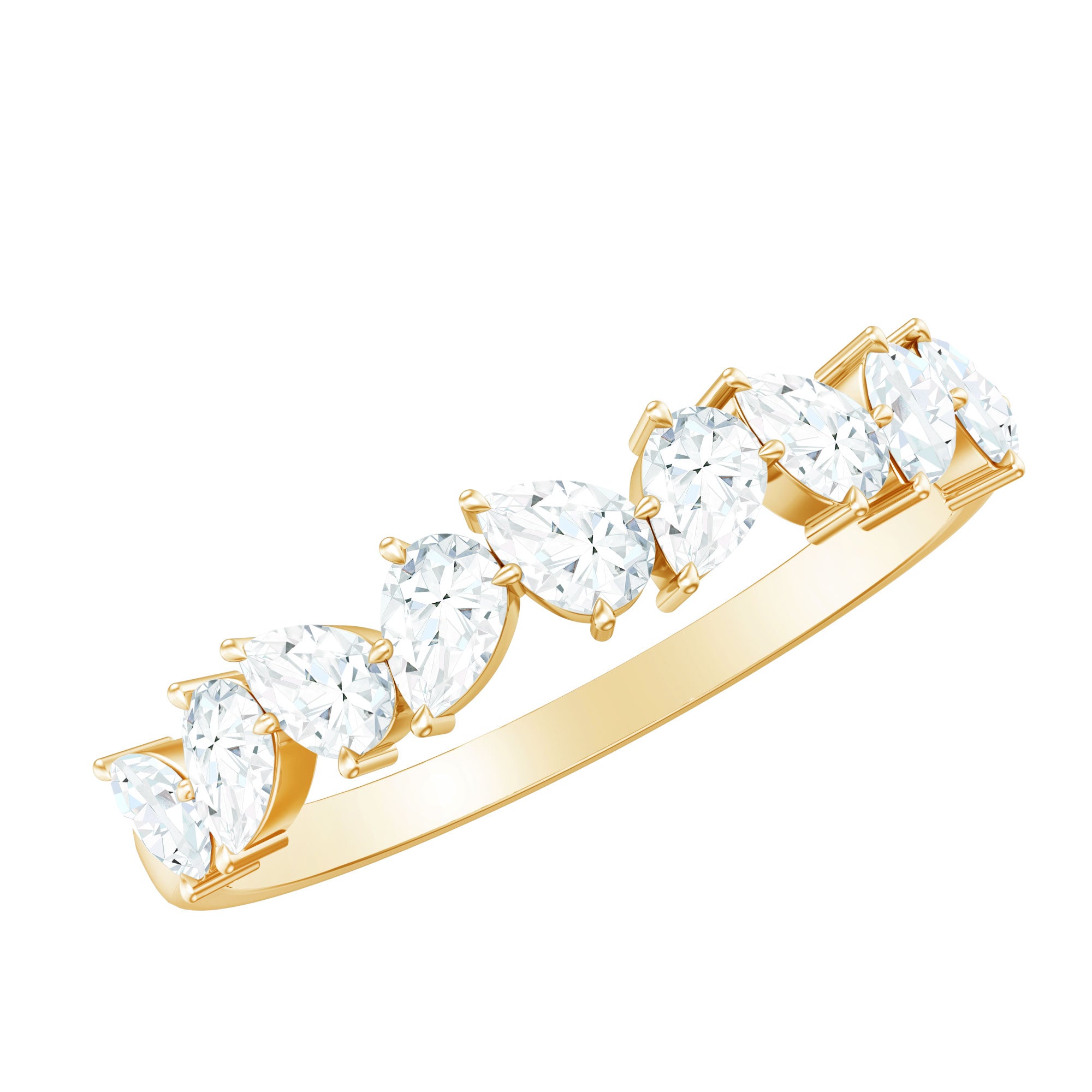 Natural Pear Shape Diamond Half Eternity Ring for Women Natural - ( HI-SI ) - Rosec Jewels