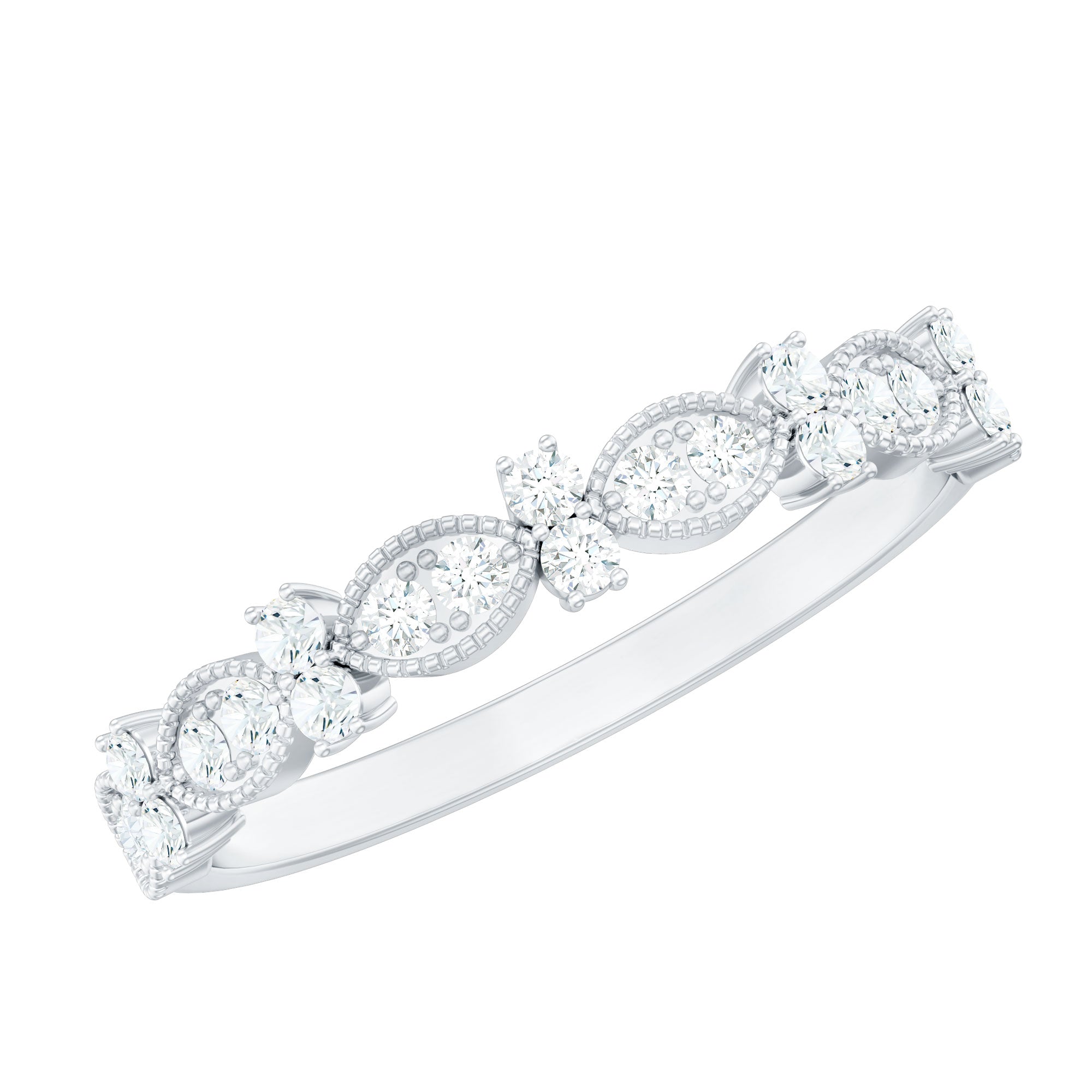 Designer Diamond Half Eternity Ring for Valentines Natural - ( HI-SI ) - Rosec Jewels