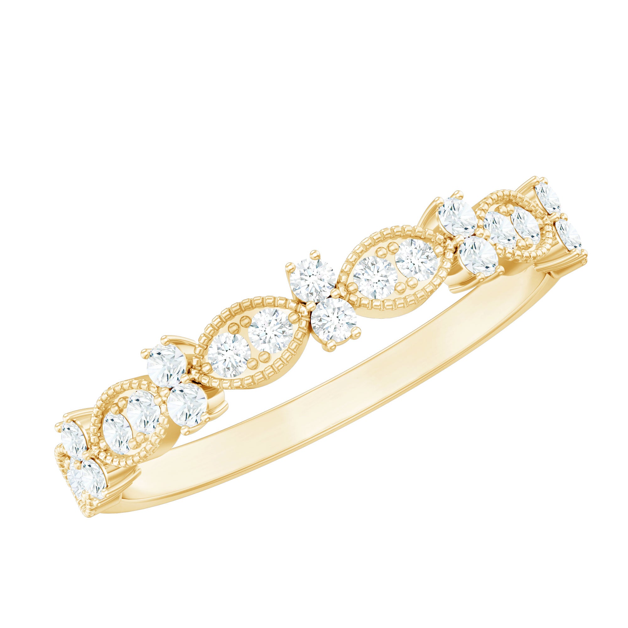 Designer Diamond Half Eternity Ring for Valentines Natural - ( HI-SI ) - Rosec Jewels